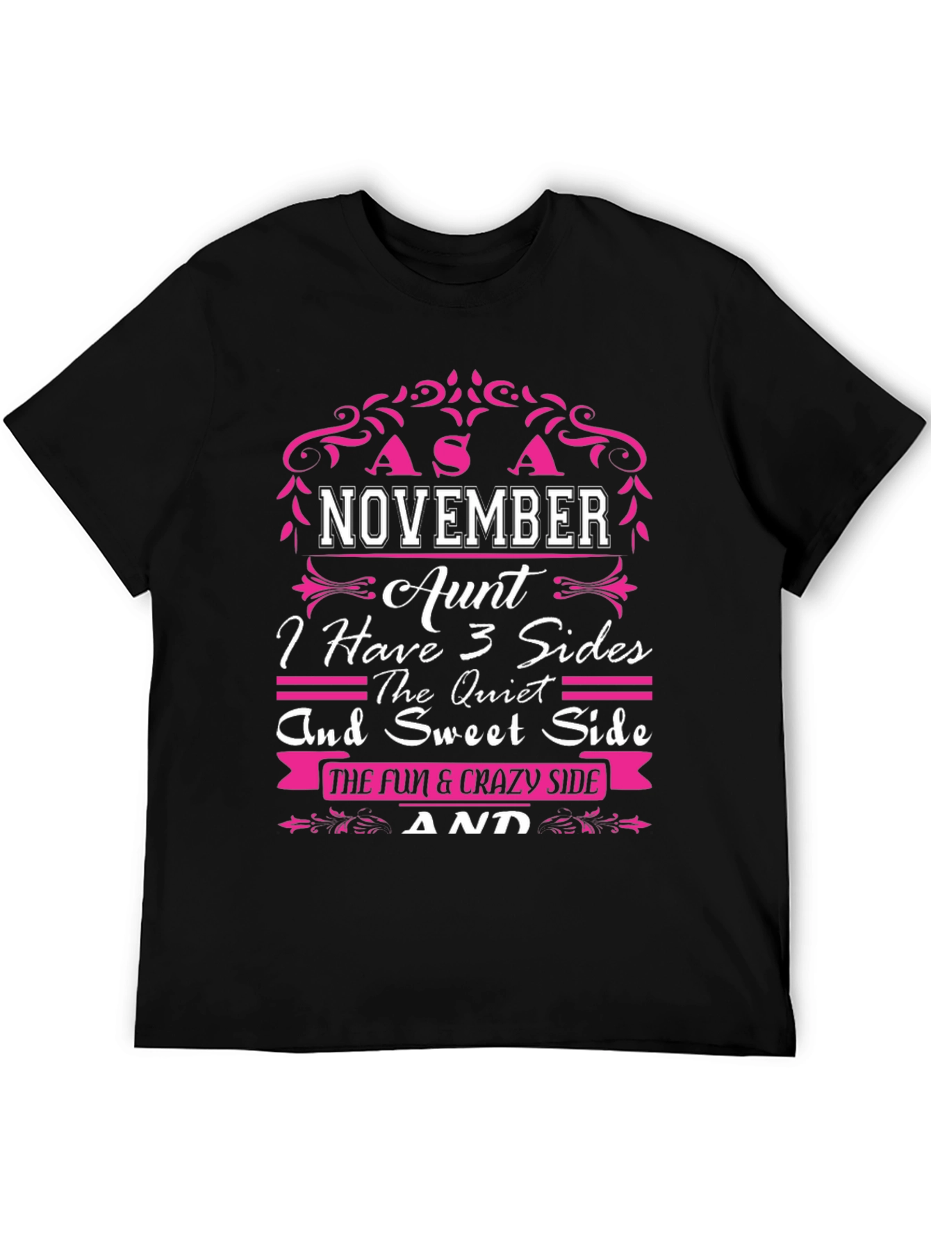 Black November Aunt T-Shirt - 3 Sides view 5