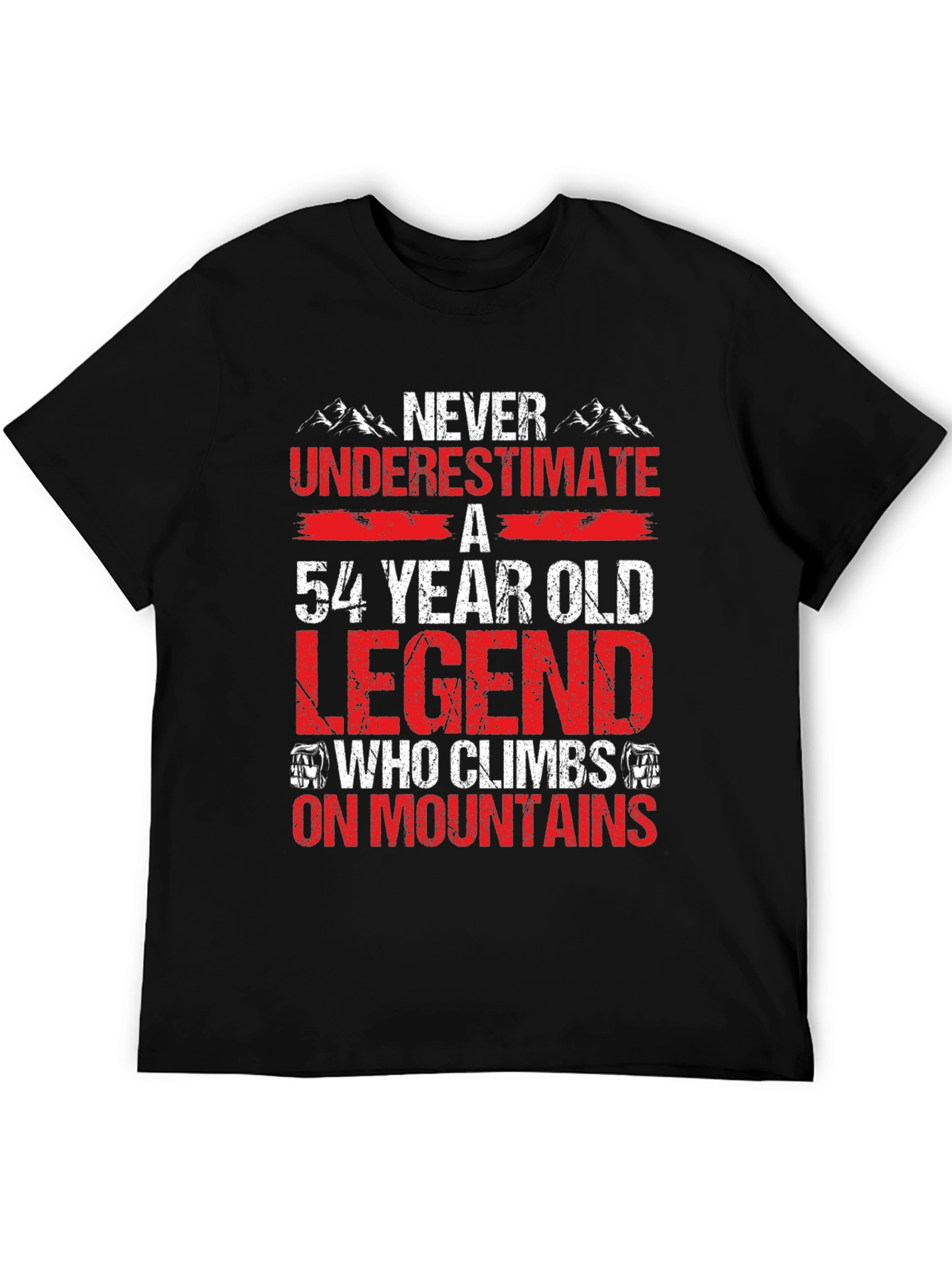 Black 54 Year Old Legend Mountain Climber T-Shirt view 5