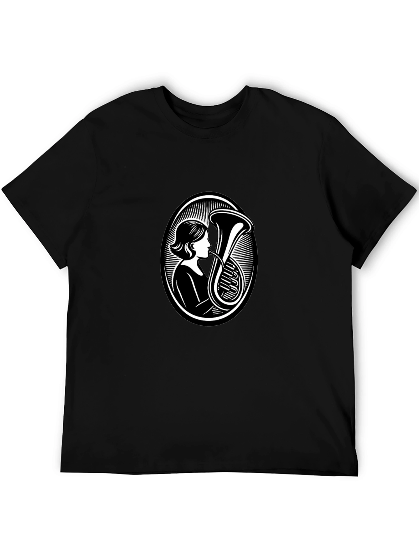 Black Tuba Player Black T-Shirt - Music Lover Apparel view 5