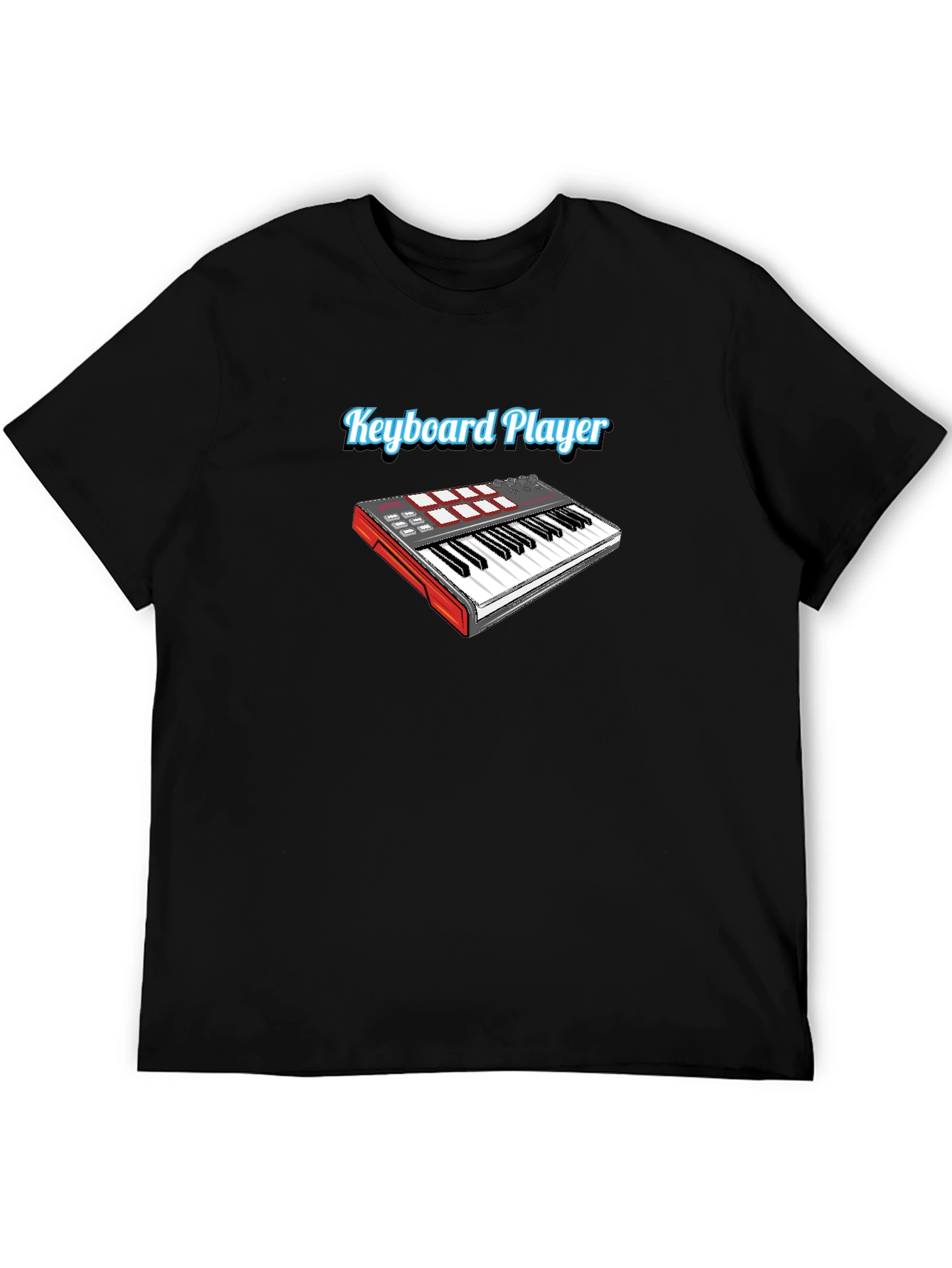 Black Keyboard Player Black T-Shirt view 5