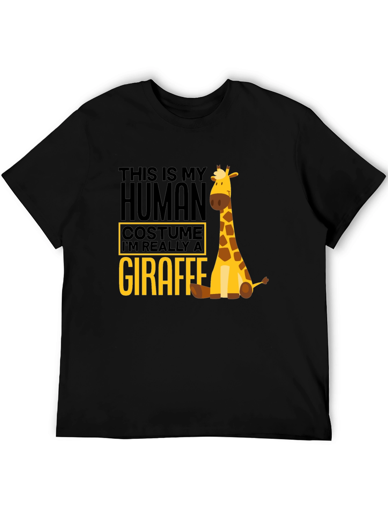 Black Human Costume Giraffe T-Shirt - Funny Animal Tee view 5