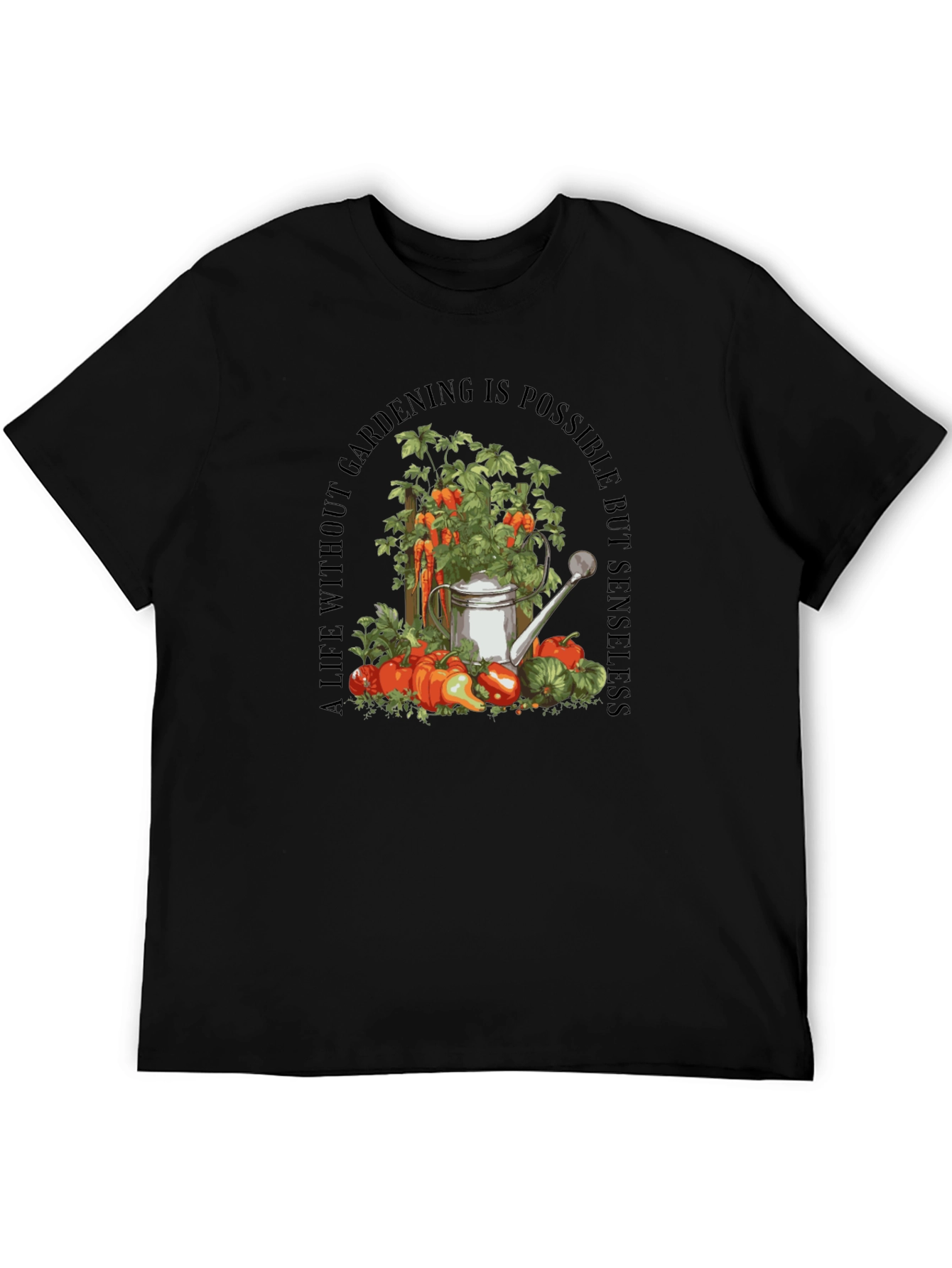 Black Gardening Theme Black T-Shirt view 5