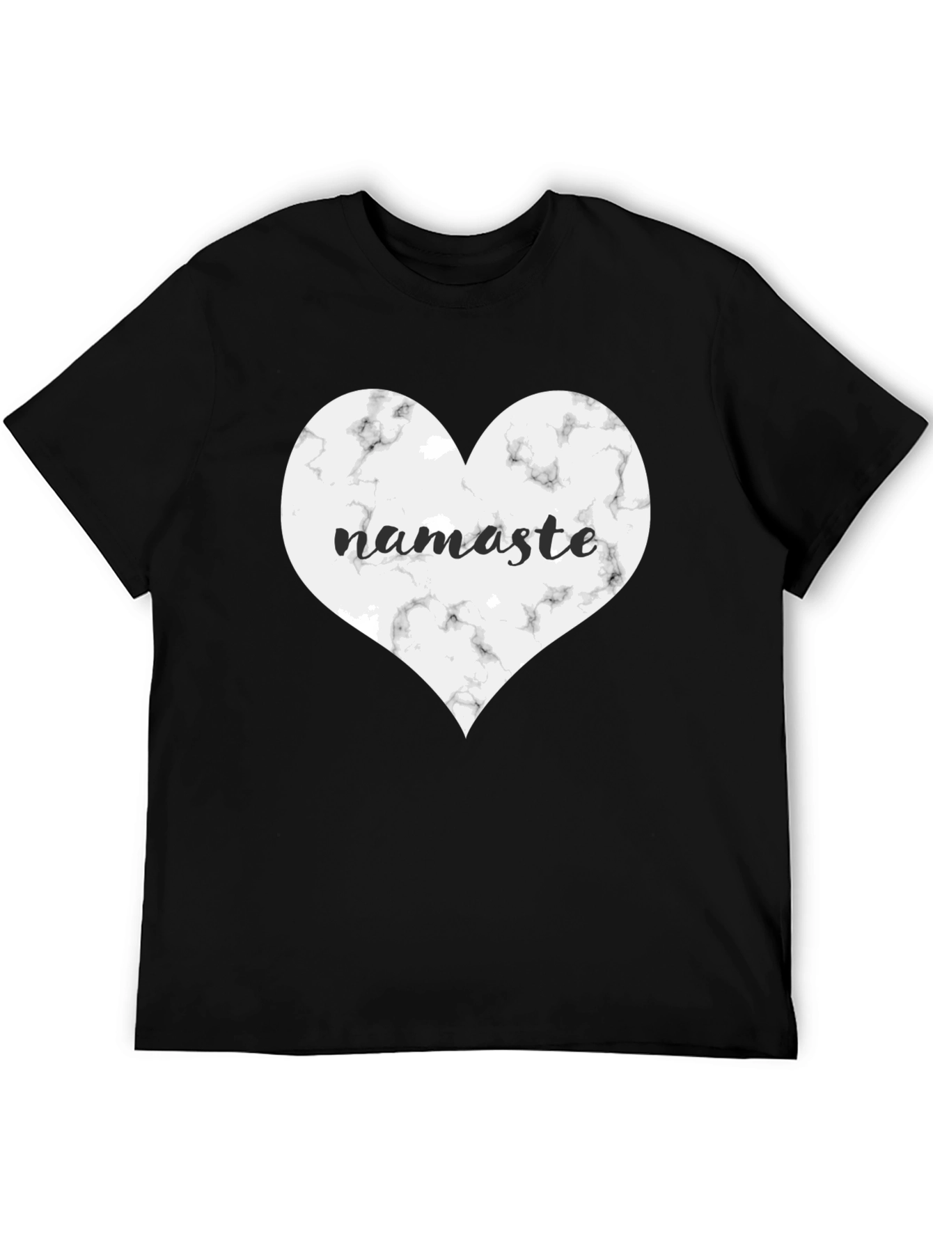 Black Namaste Heart Graphic Tee - Black Cotton Blend view 5