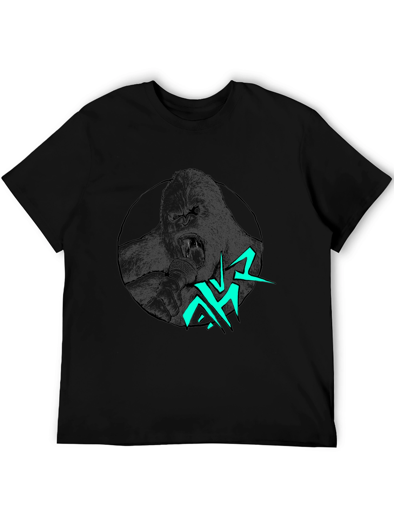 Black Gorilla Singer Graphic Print Black T-Shirt view 5