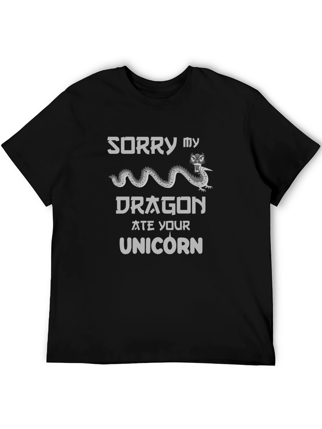 Black Dragon Ate Your Unicorn Graphic T-Shirt view 5