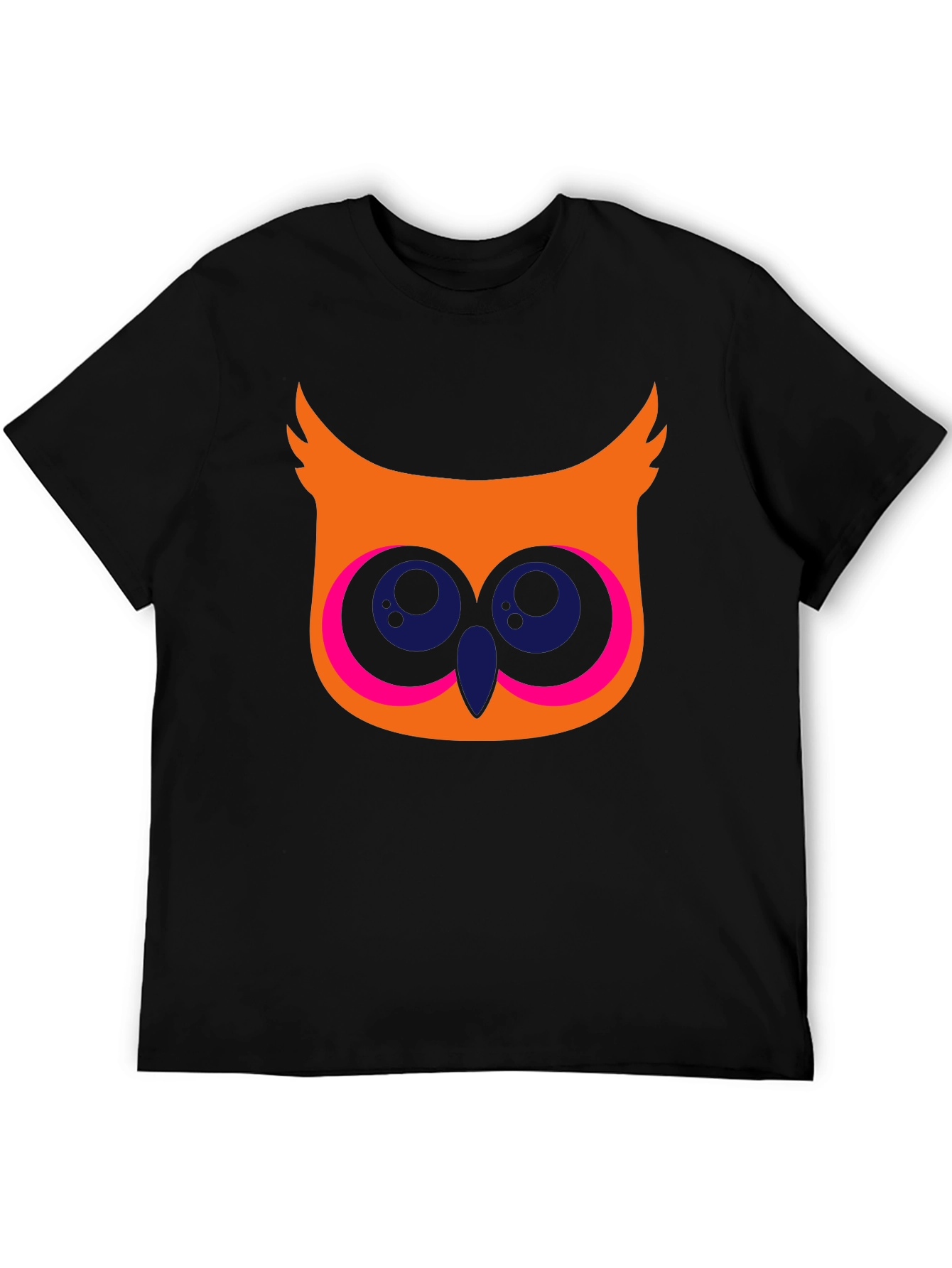 Black Cool Owl Graphic T-Shirt - Black Cotton Tee view 5