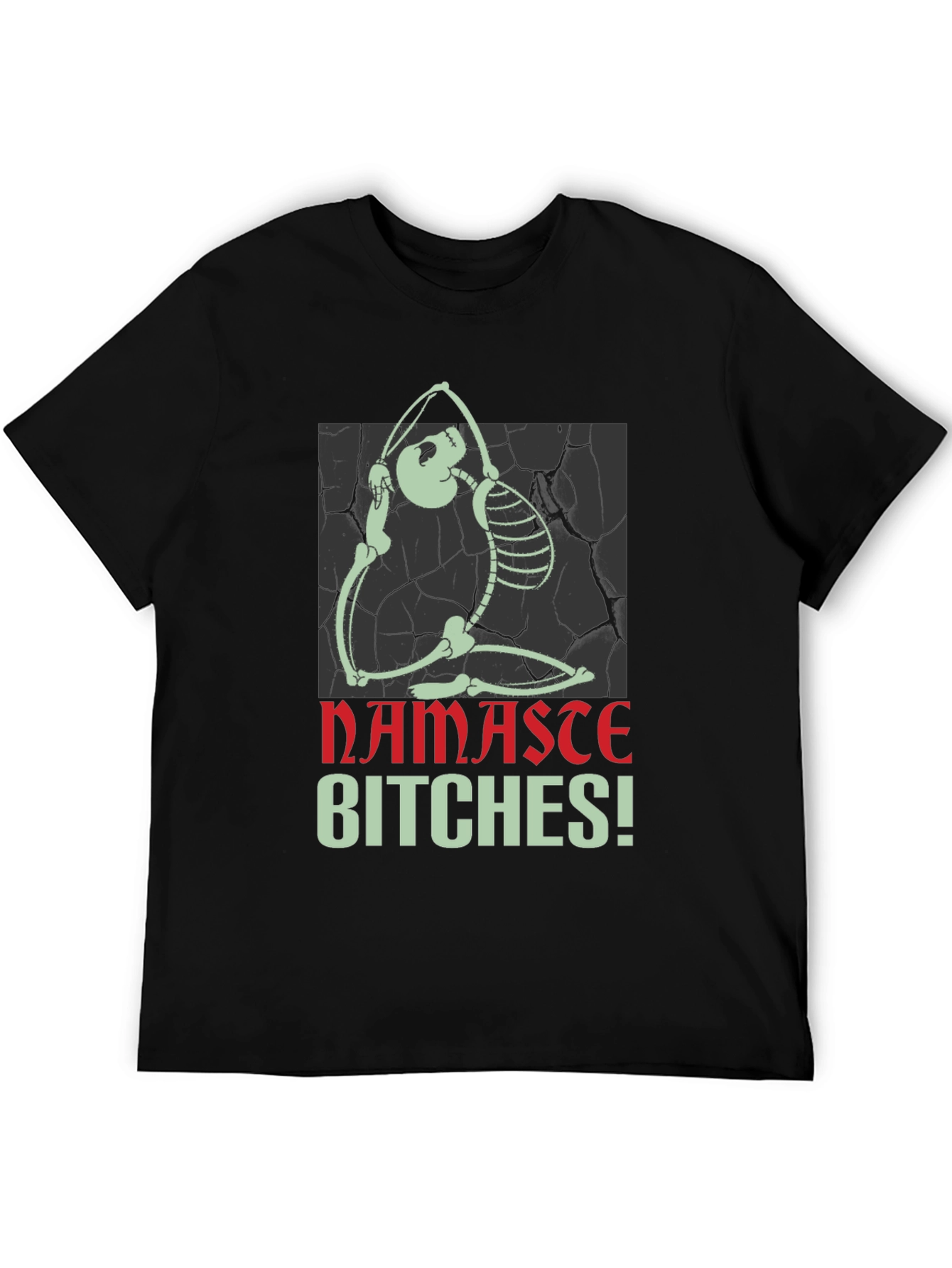 Black Yoga Skeleton Graphic Tee - Namaste Bitches! view 5
