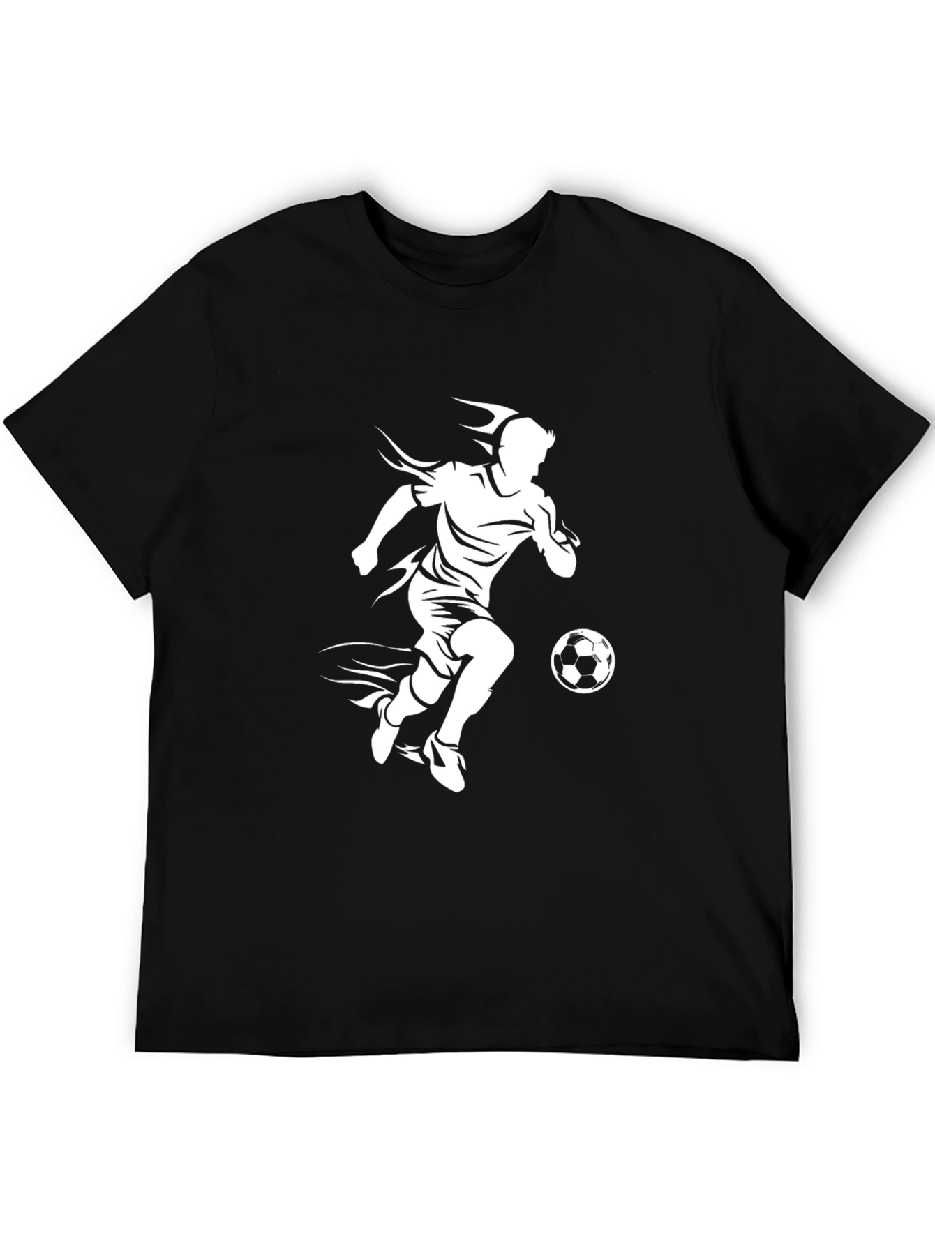 Black Soccer Player Graphic T-Shirt - Black Casual Tee view 5