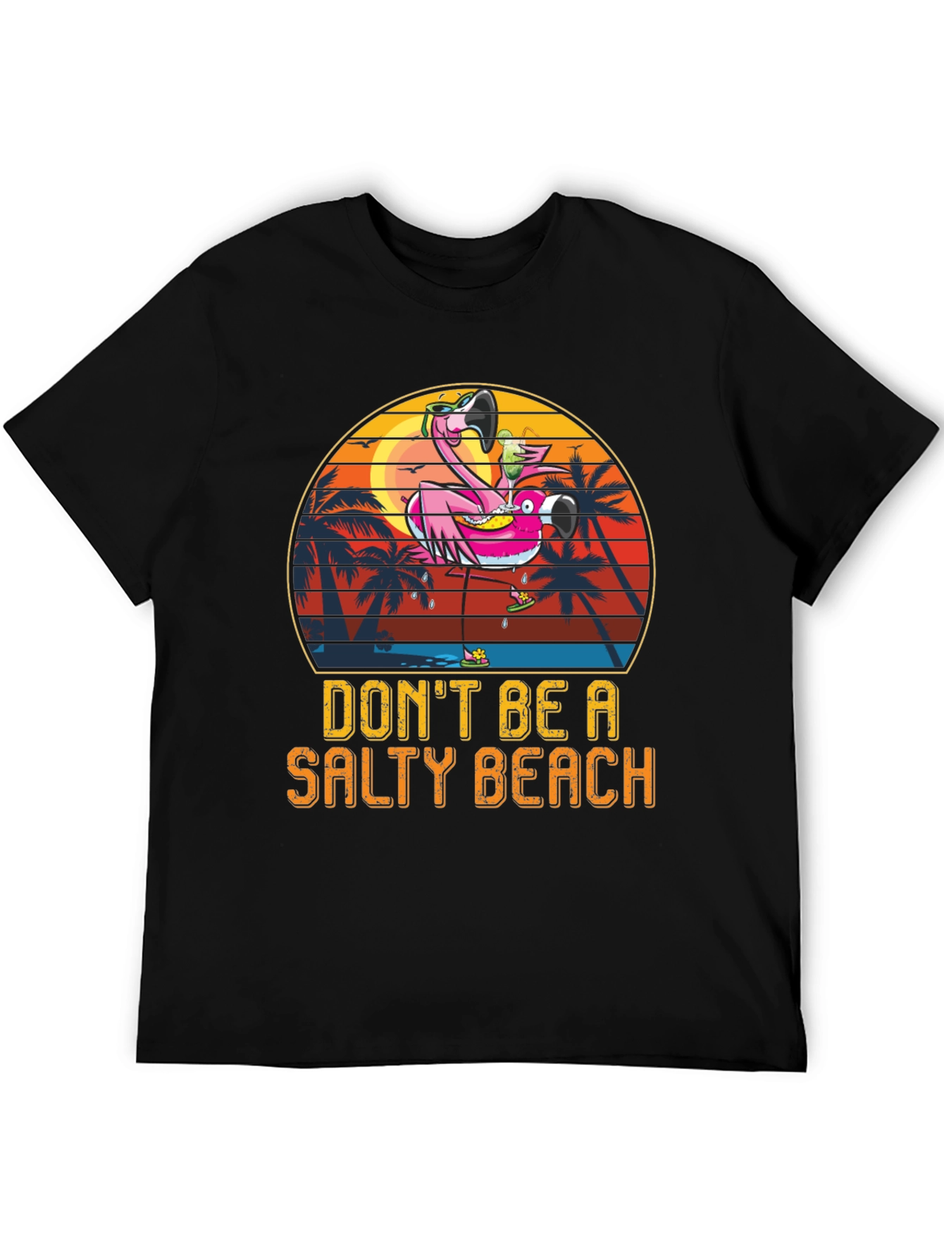 Black Salty Beach Flamingo Graphic Tee view 5