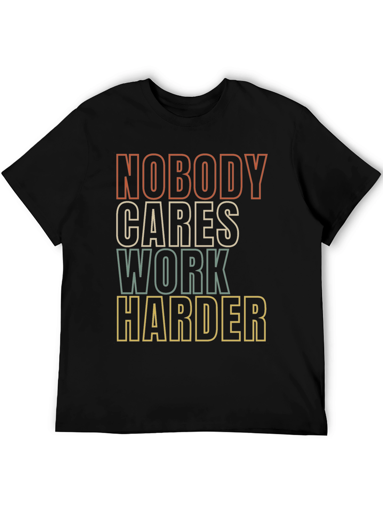 Black Motivational Graphic Tee - Nobody Cares, Work Harder view 5