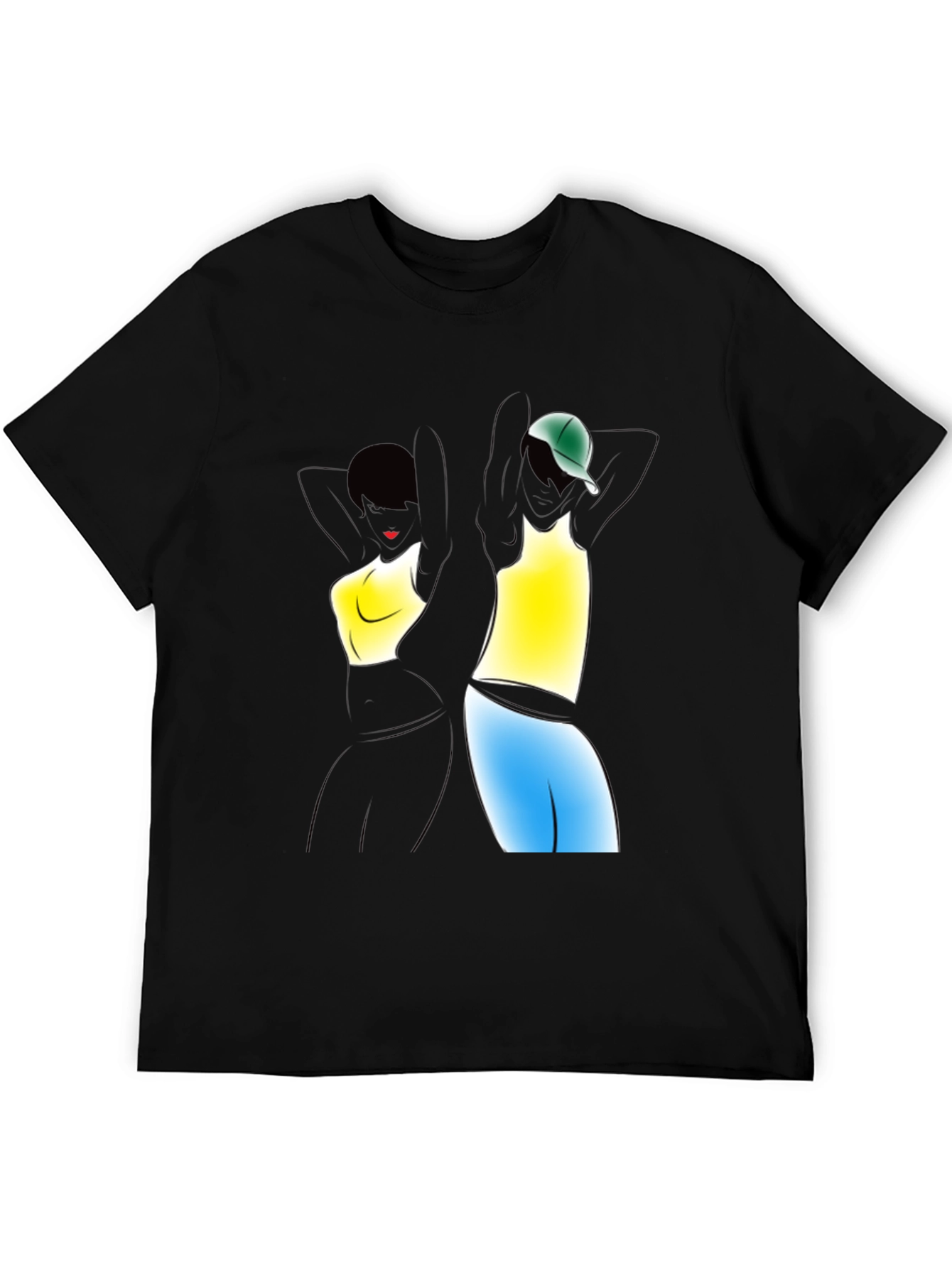 Black Graphic Tee: Stylish Figures Black T-Shirt view 5