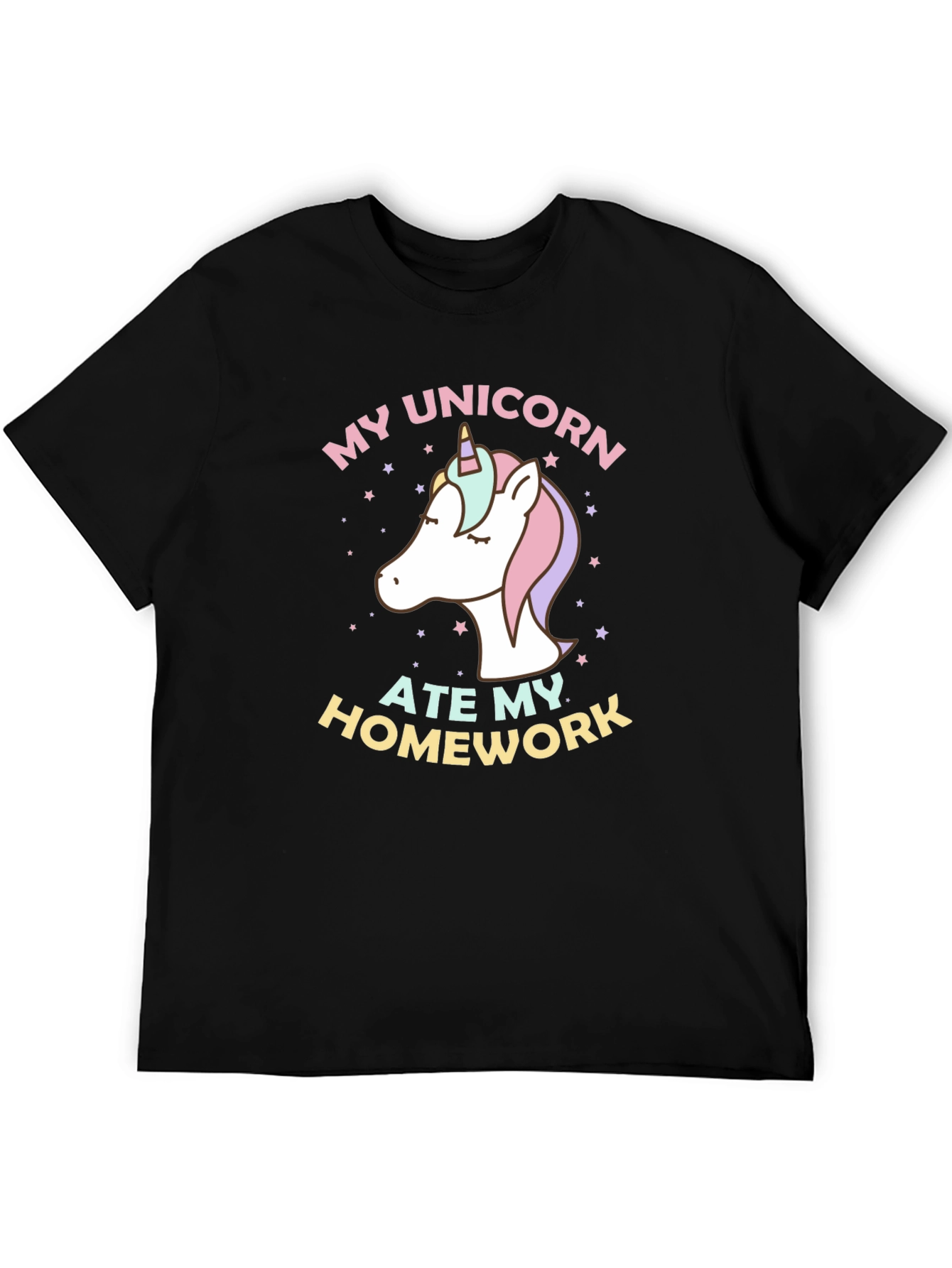 Black My Unicorn Ate My Homework T-Shirt - Black view 5