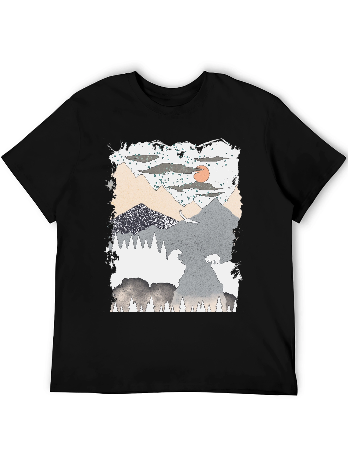 Black Mountain Scene Graphic T-Shirt view 5