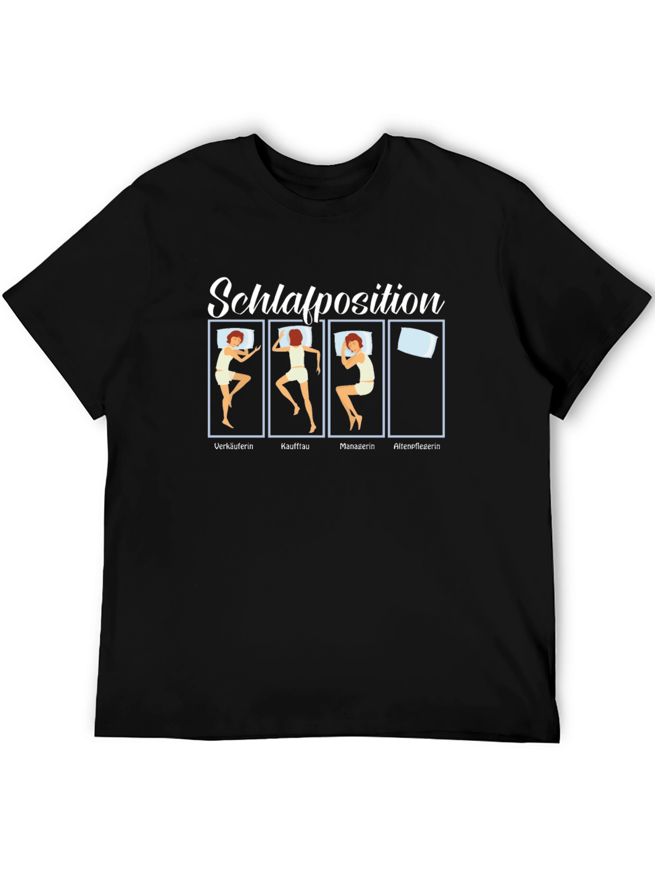 Black Funny Sleeping Position Job Title T-Shirt view 5