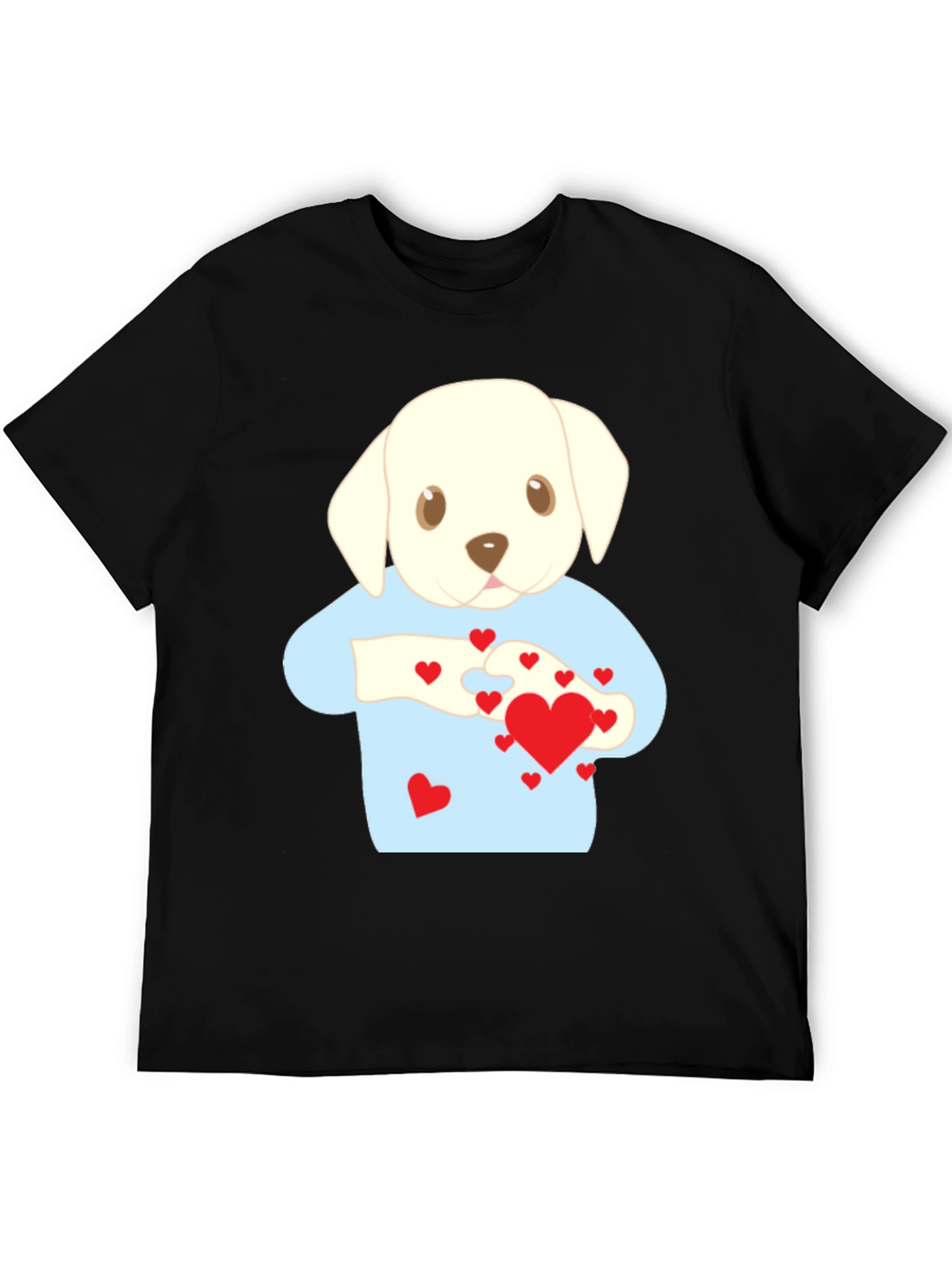 Black Puppy Love T-Shirt - Heart Puzzle Graphic Tee view 5