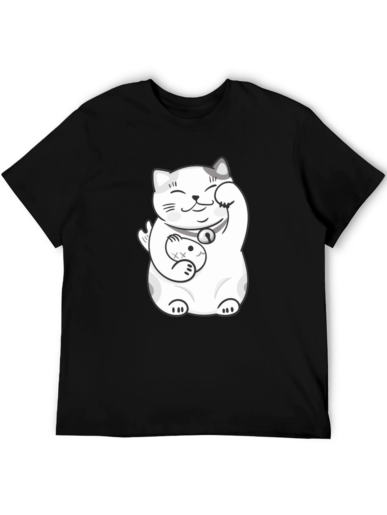 Black Lucky Cat T-Shirt - Black Graphic Tee view 5