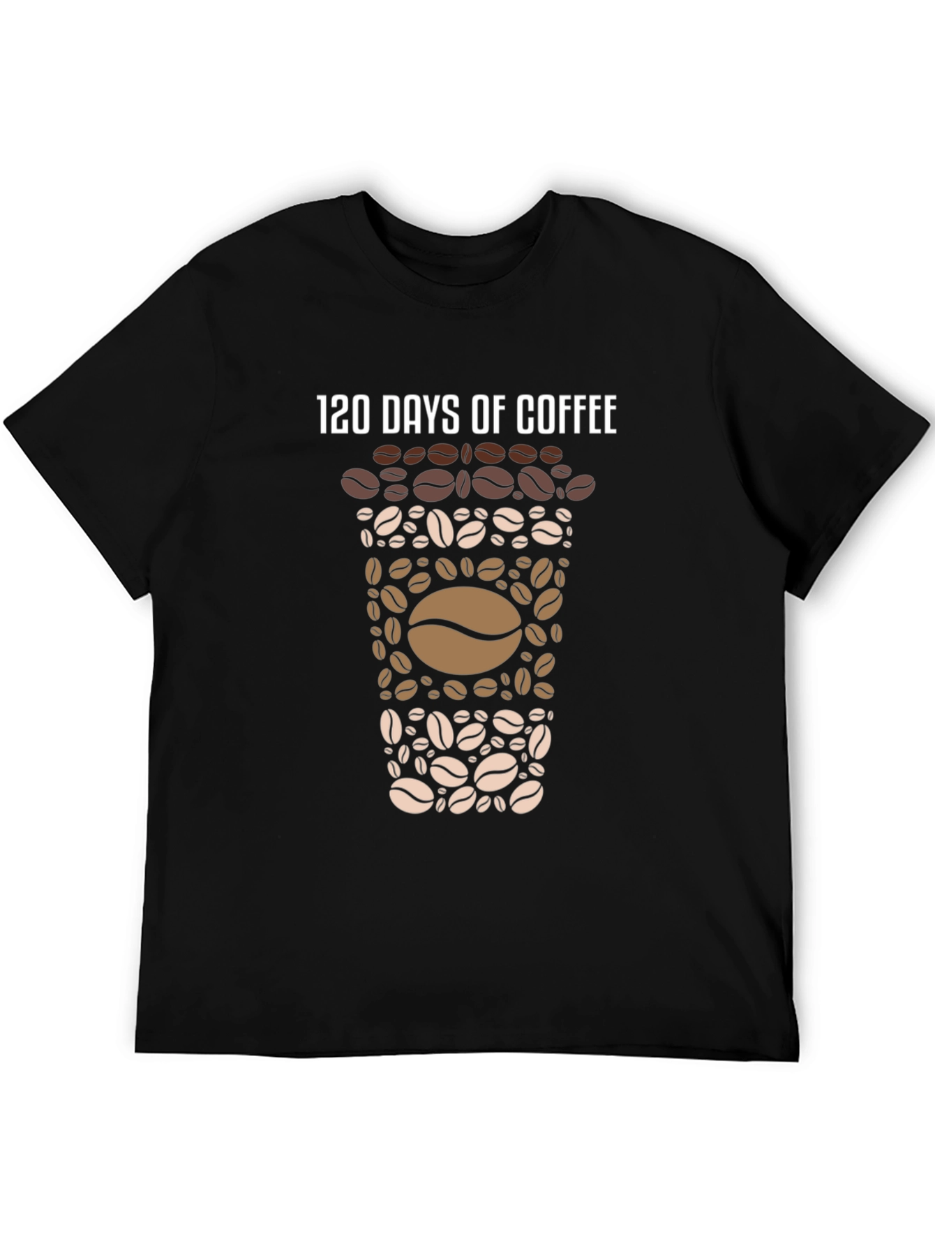 Black 120 Days of Coffee Graphic Tee - Coffee Lover's Shirt view 5