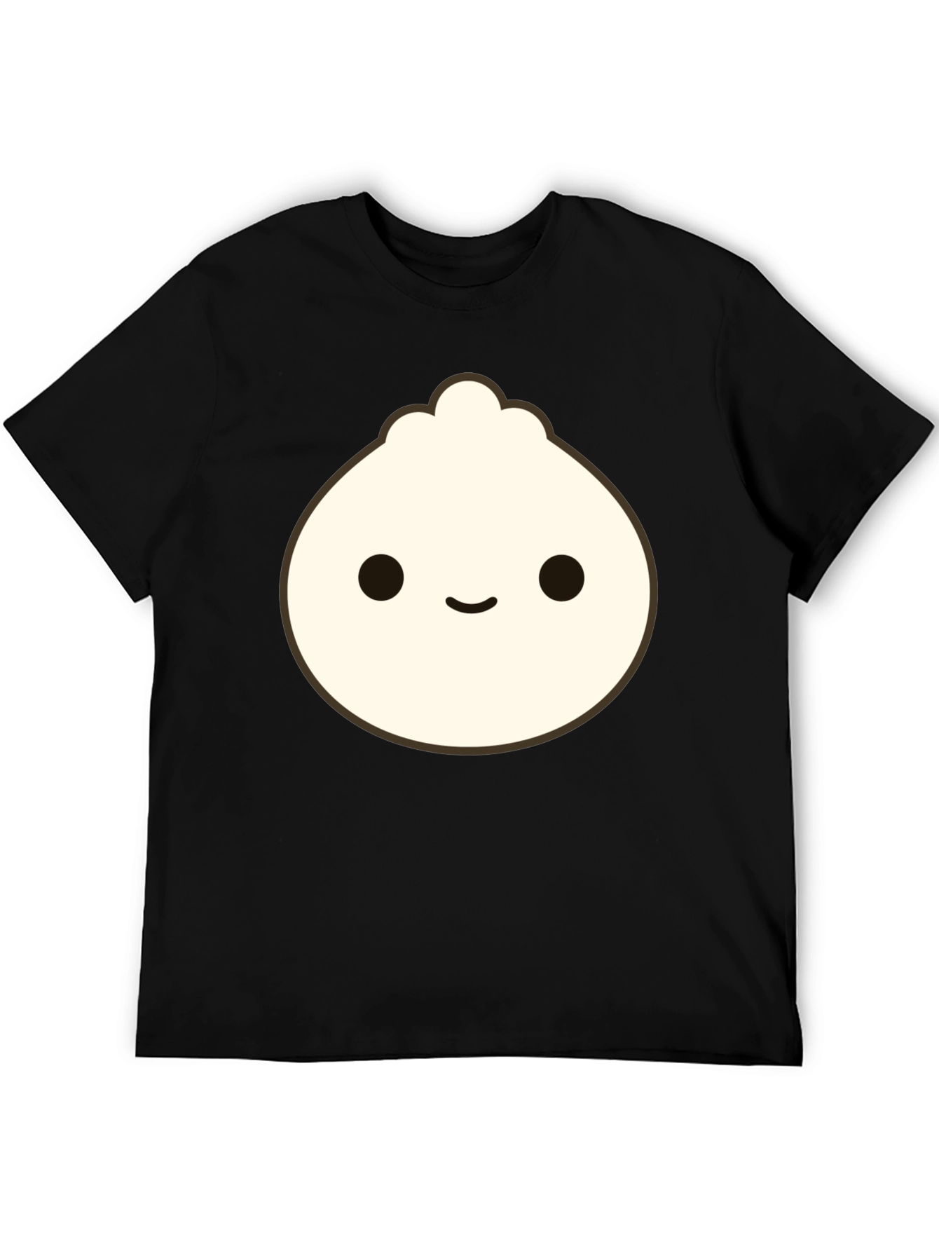 Black Cute Dumpling Graphic Tee - Black Cotton T-Shirt view 5
