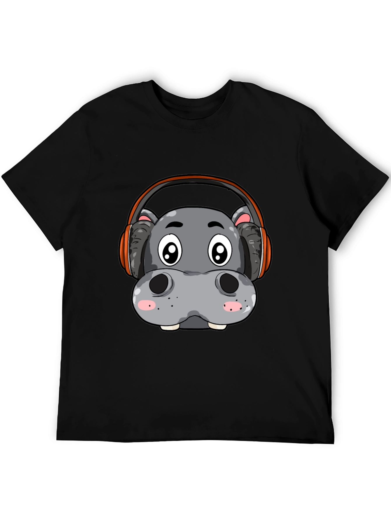 Black Hippo DJ Graphic Tee - Black Cotton Blend Shirt view 5