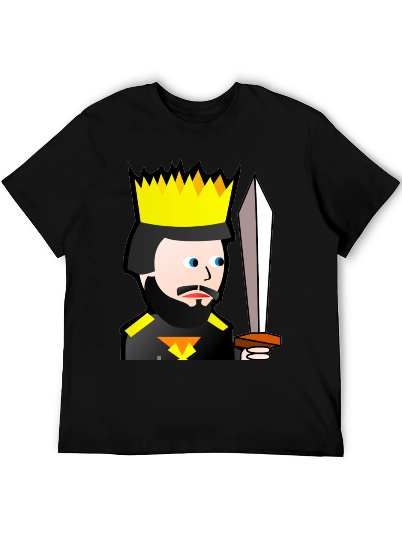 Black King Cartoon Black T-Shirt - Sword Graphic Tee view 5