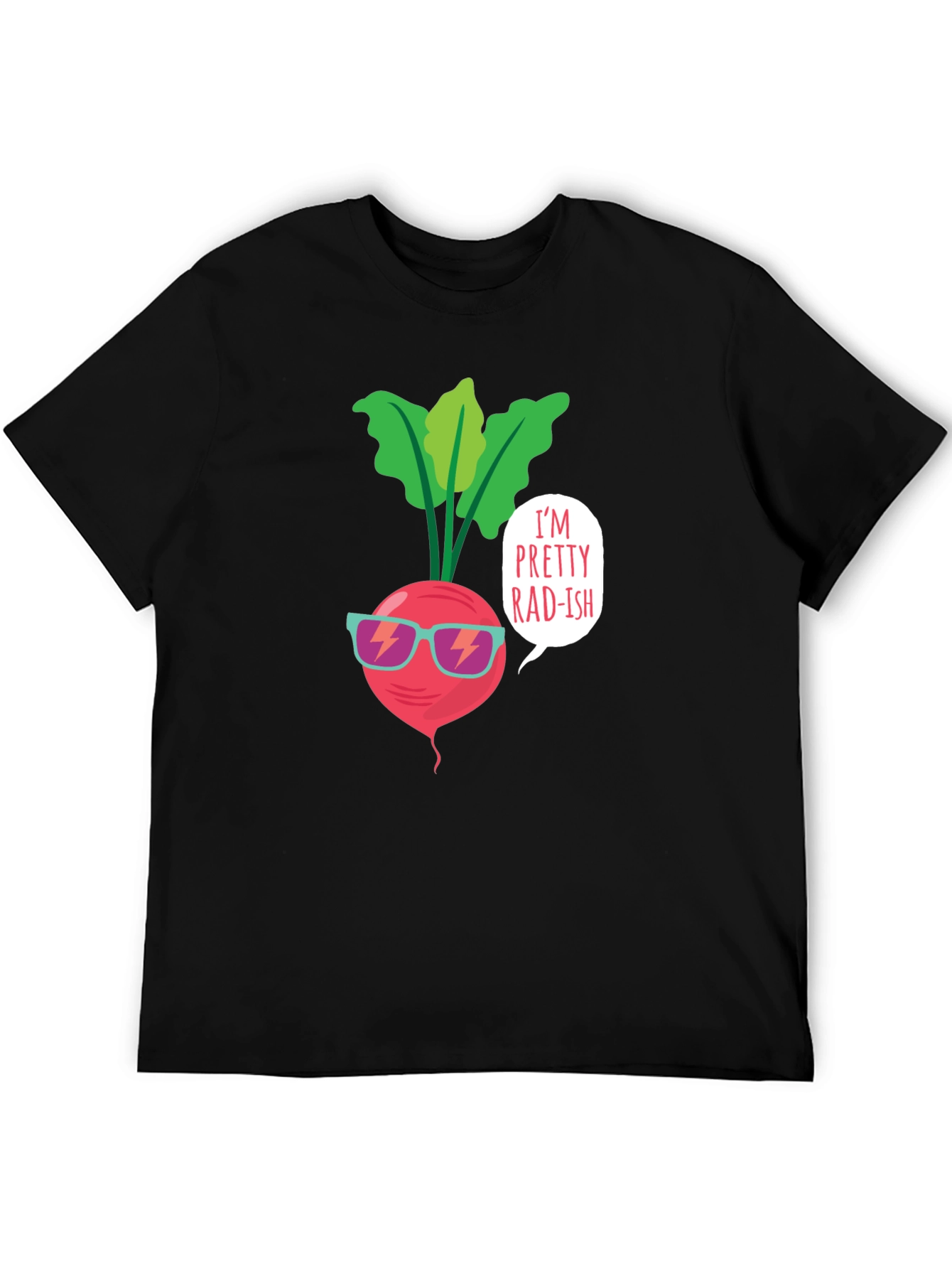 Black Pretty Radish T-Shirt - Cool Vegan Tee view 5