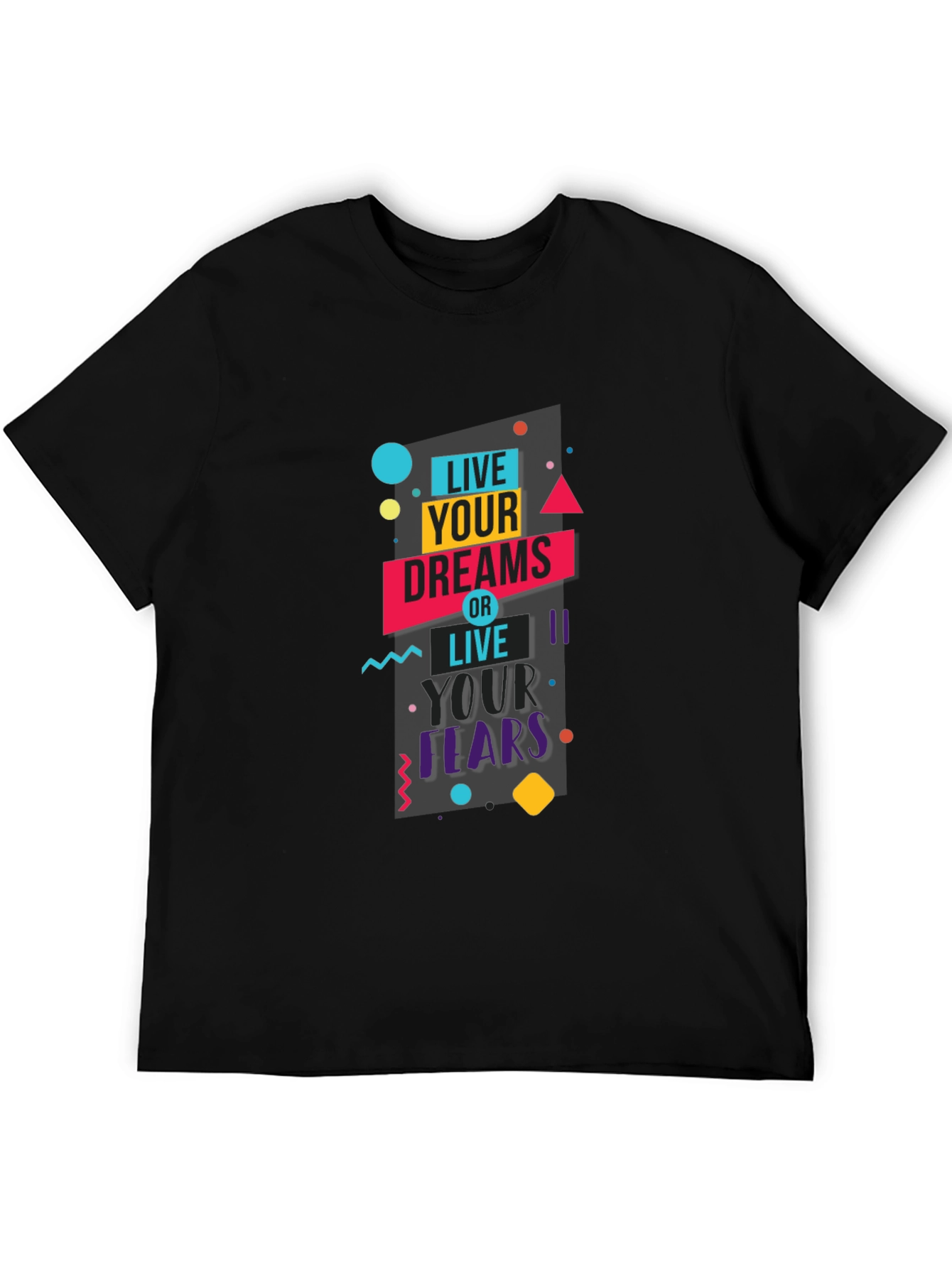 Black Live Your Dreams Graphic Tee - Black Cotton Blend view 5