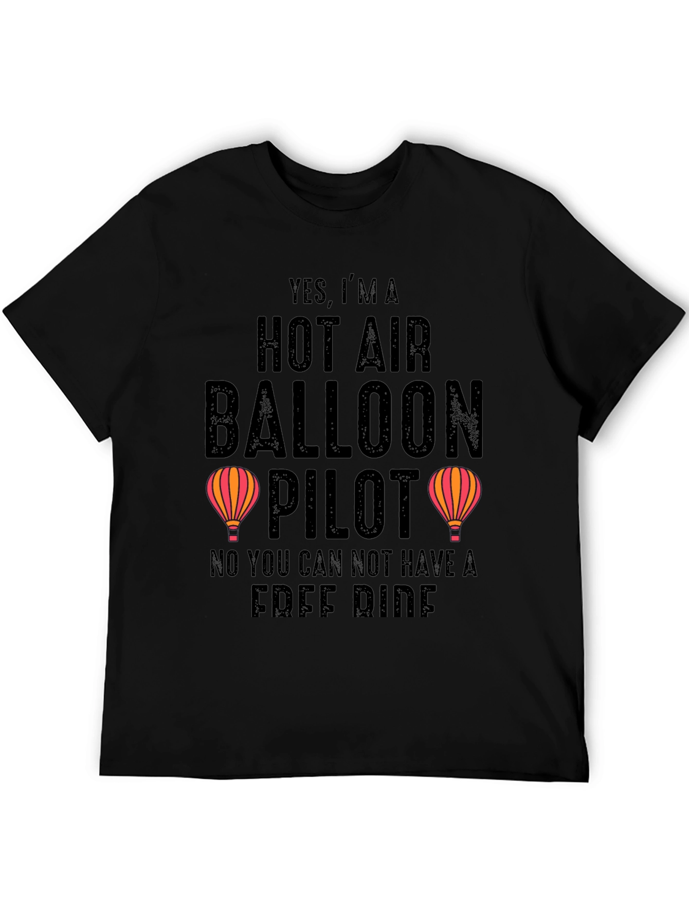 Black Hot Air Balloon Pilot Graphic Tee view 5