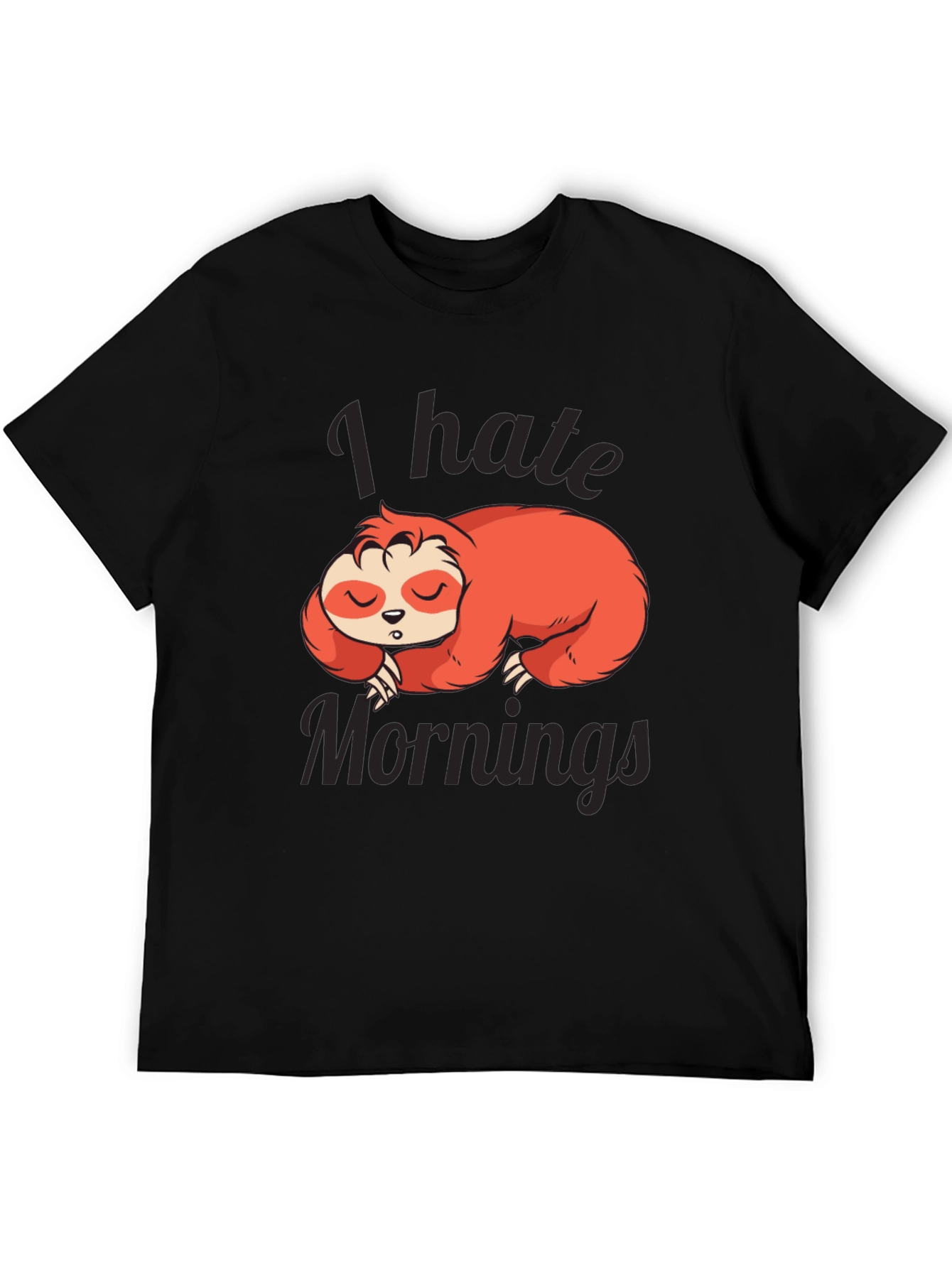 Black I Hate Mornings Sloth Graphic Tee view 5