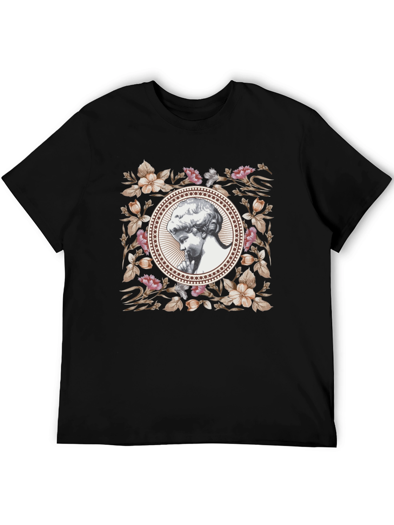 Black Floral Angel Graphic T-Shirt - Black view 5