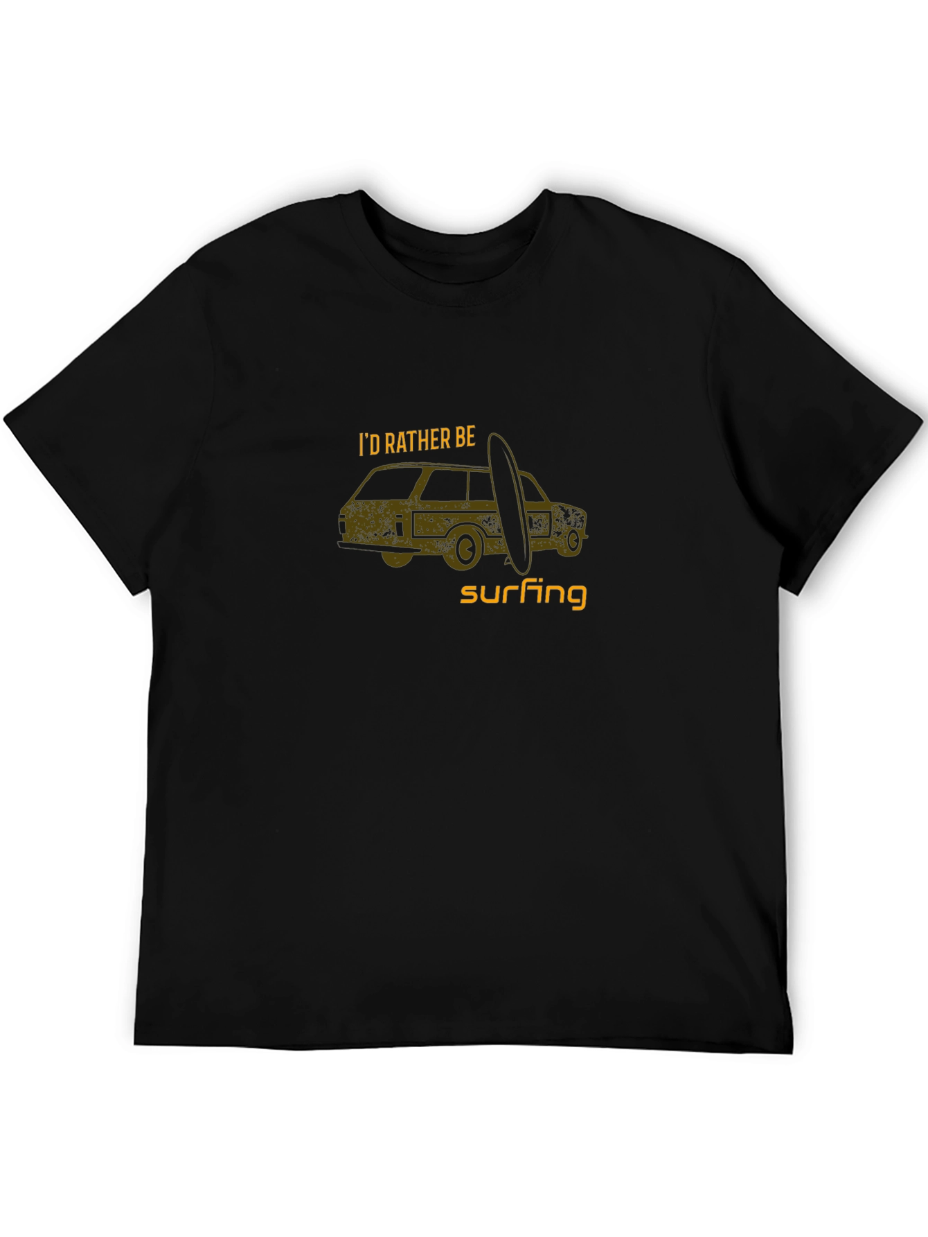Black Men's Black 'I'd Rather Be Surfing' Graphic Tee view 5