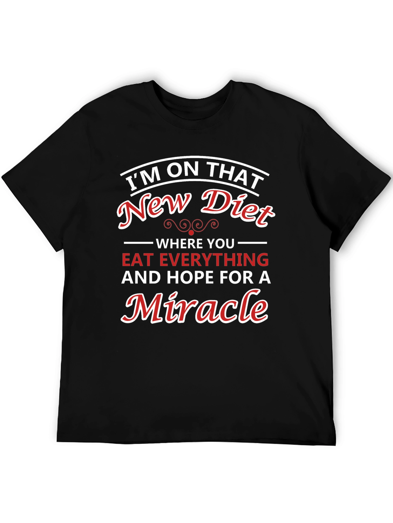 Black Humorous Diet T-Shirt - Miracle Diet Tee view 5