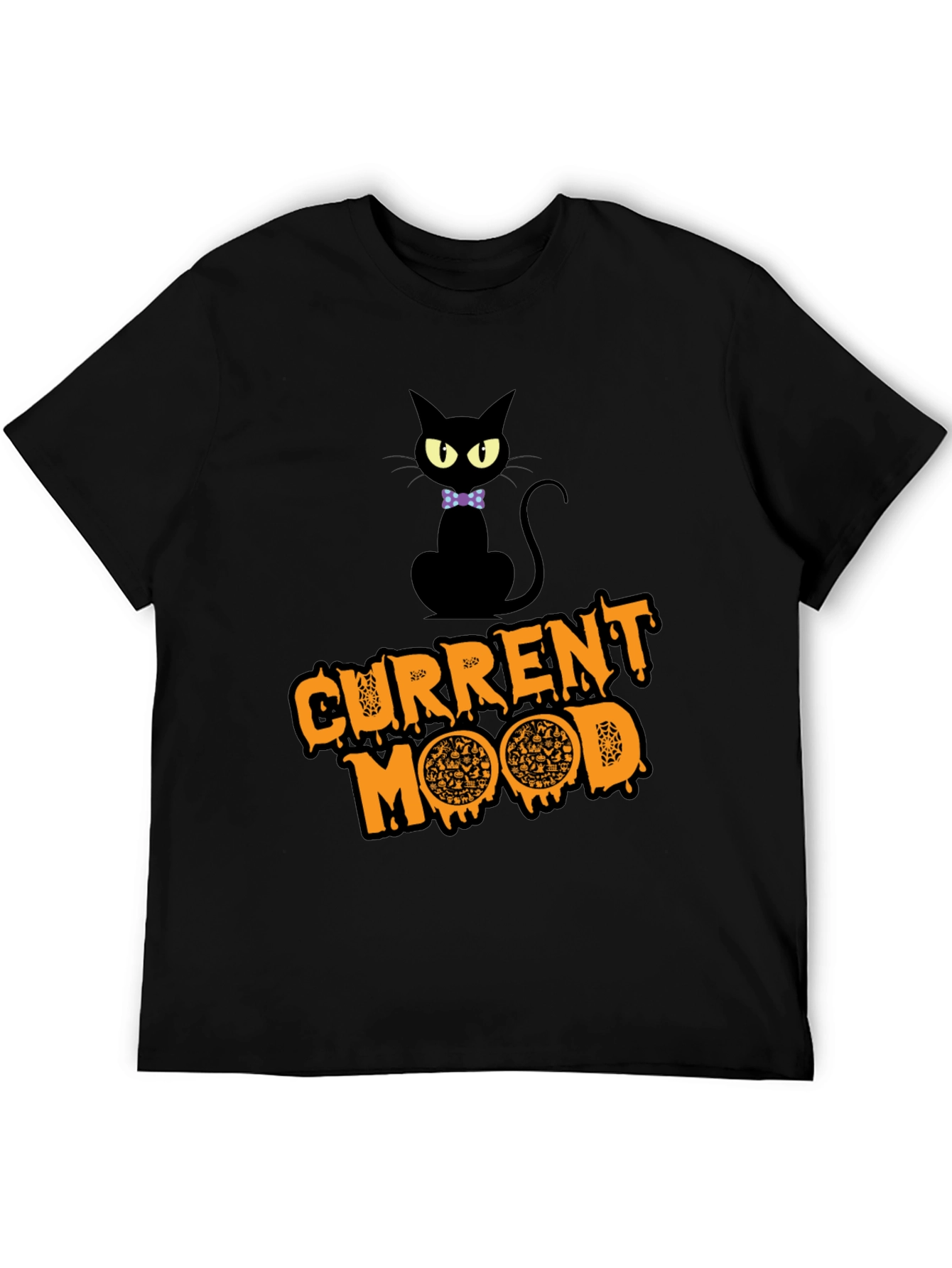 Black Current Mood Pizza Cat T-Shirt view 5