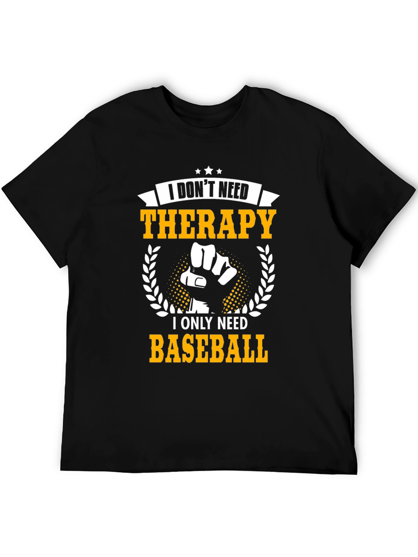 Black Funny Baseball T-Shirt: I Don't Need Therapy view 5