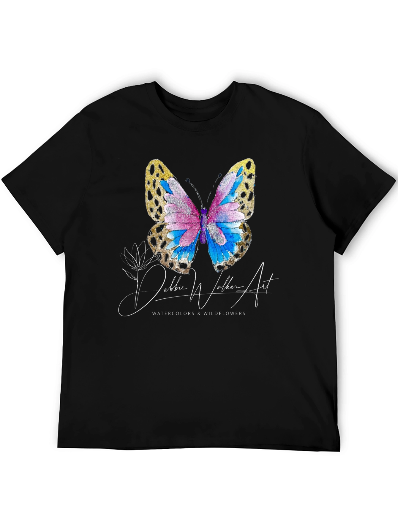 Black Butterfly Watercolor T-Shirt - Nature Inspired Art Tee view 5