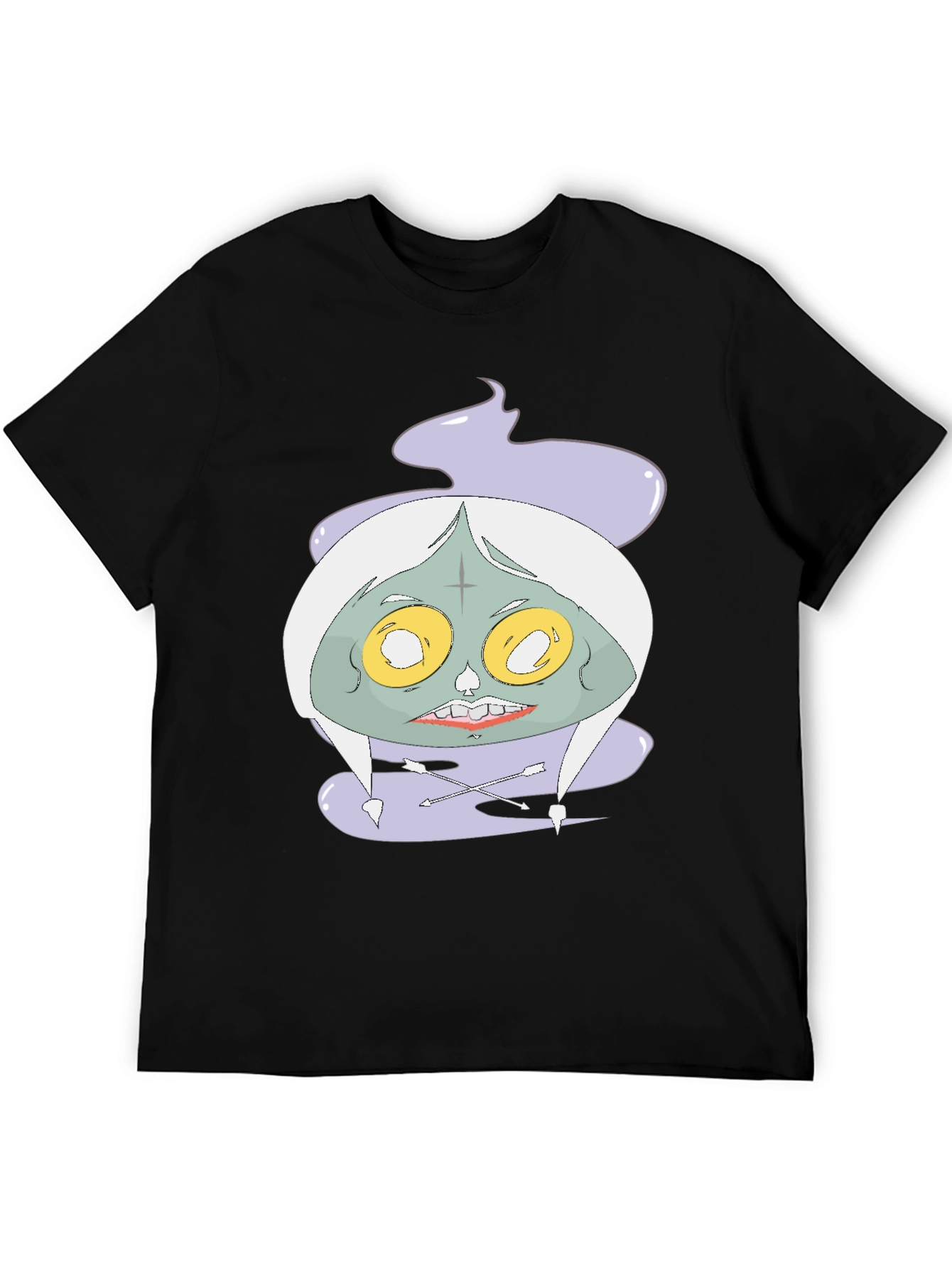 Black Spooky Graphic Tee - Unique Cartoon Zombie Design view 5