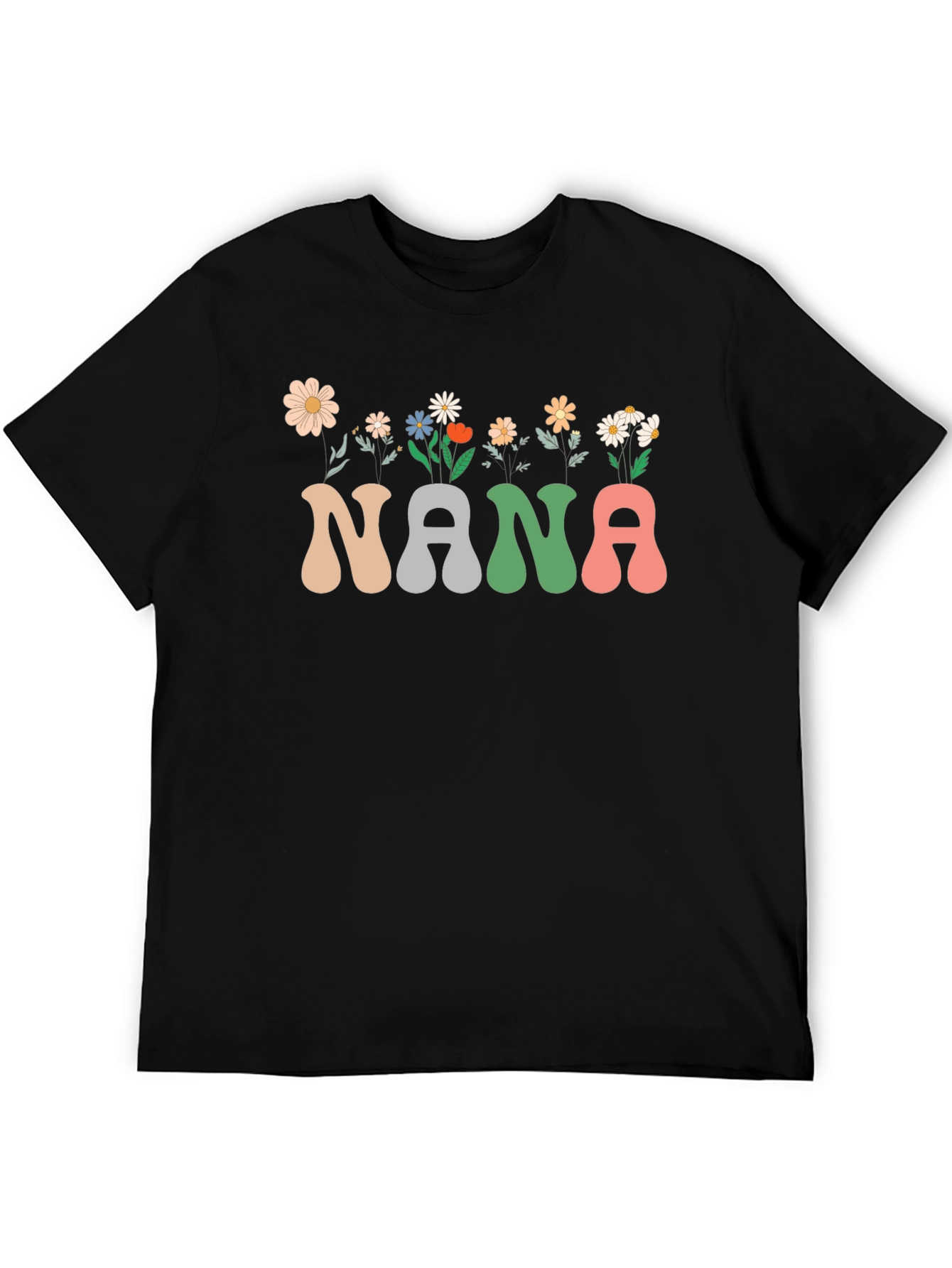 Black Nana Floral Graphic T-Shirt view 5