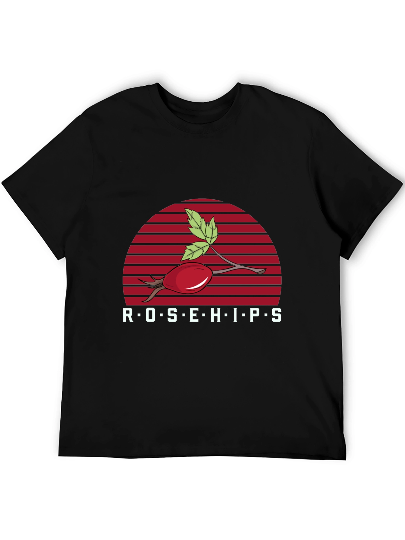 Black Rosehips Graphic Tee - Unisex Black T-Shirt view 5