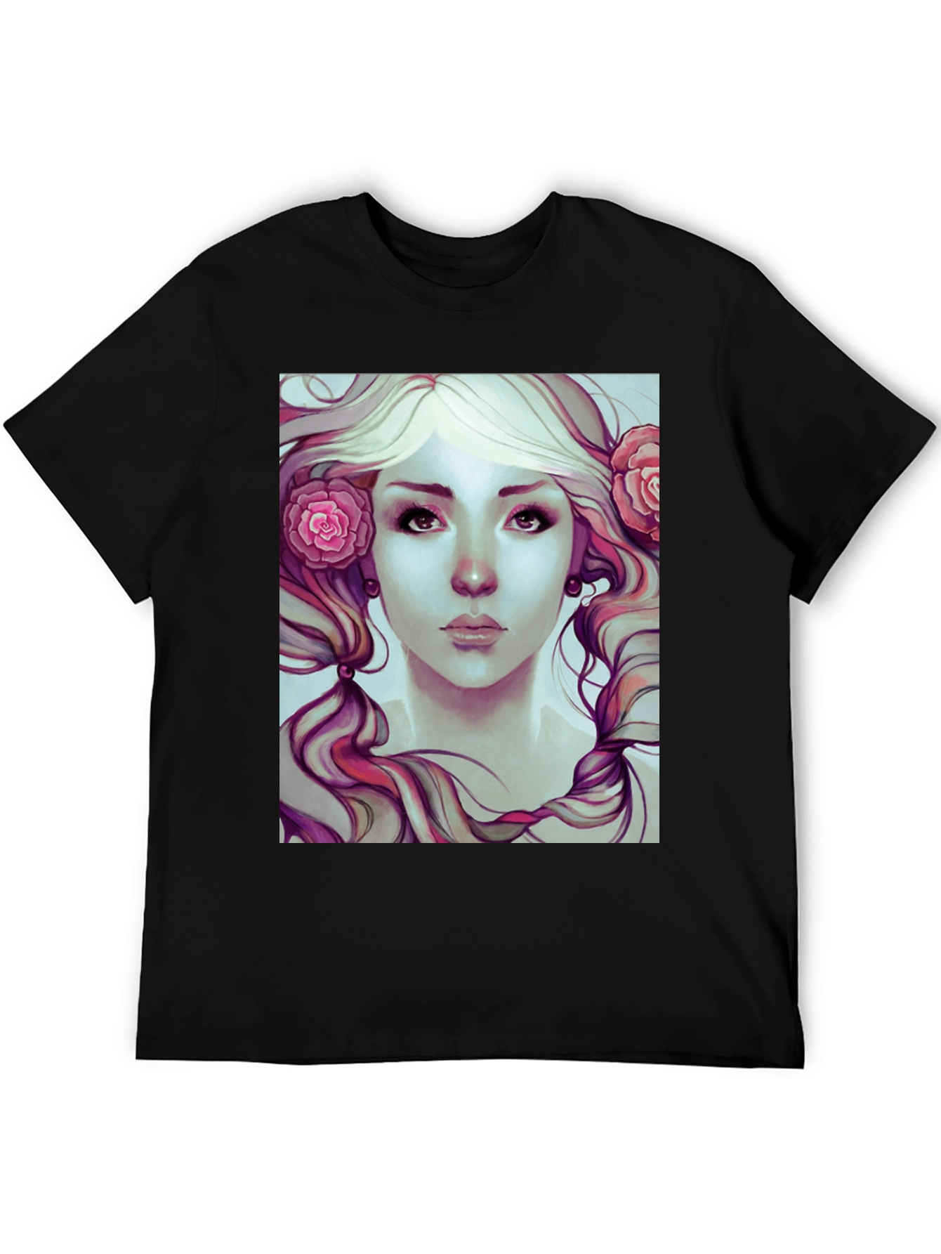 Black Floral Beauty Graphic Tee - Soft Black Cotton view 5