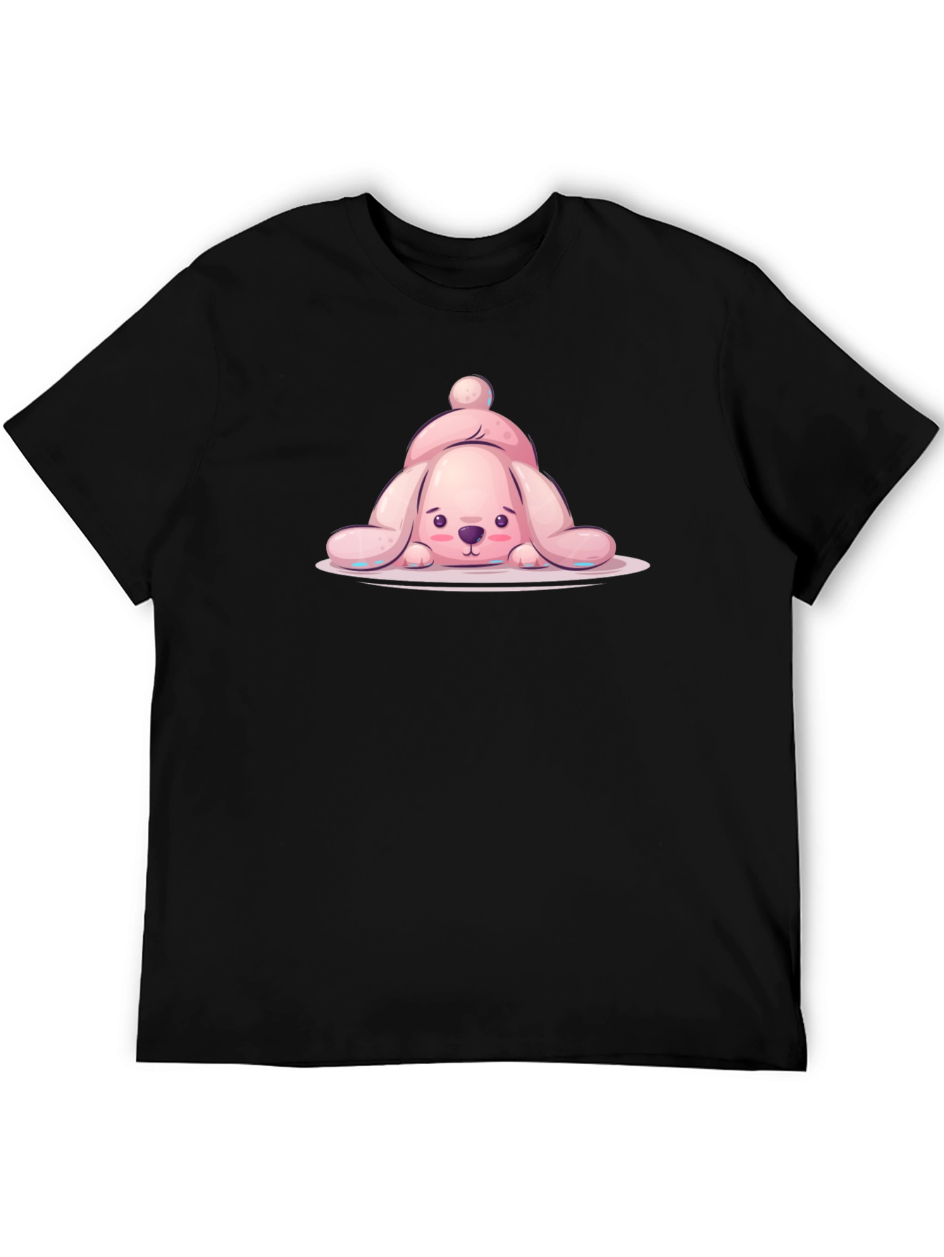 Black Cute Pink Bunny T-Shirt view 5