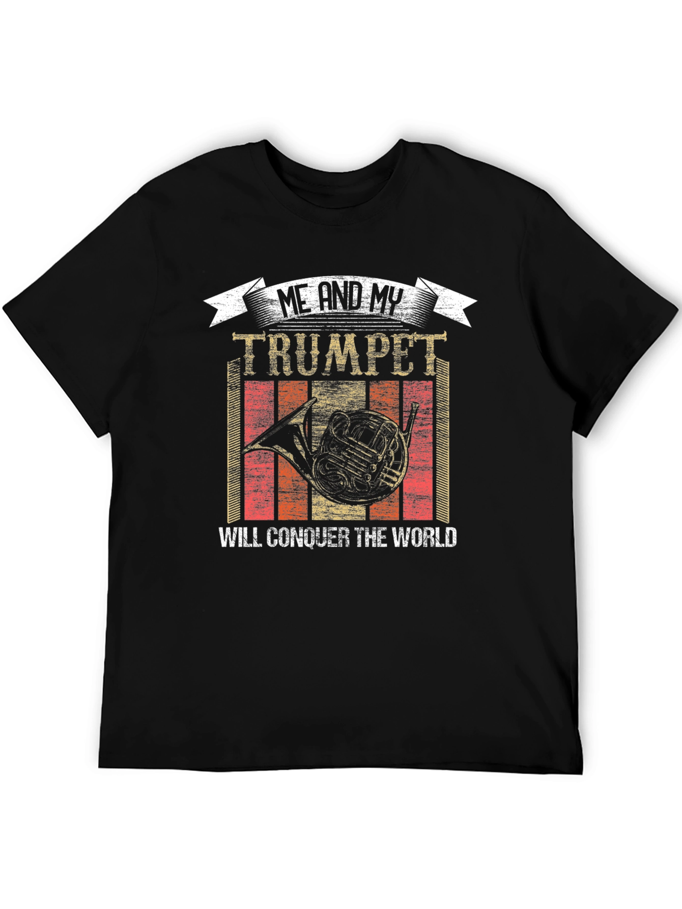 Black Trumpet Conquer World T-Shirt for Music Lovers view 5