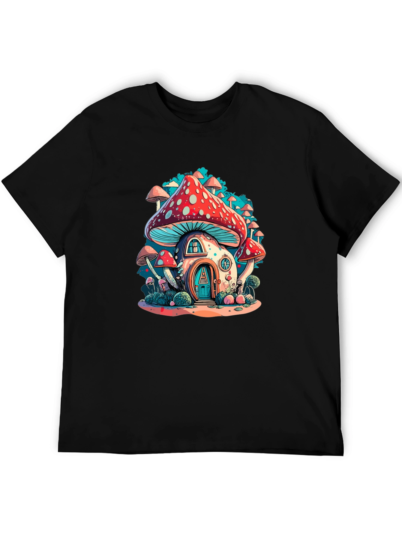 Black Mushroom House Graphic Tee view 5
