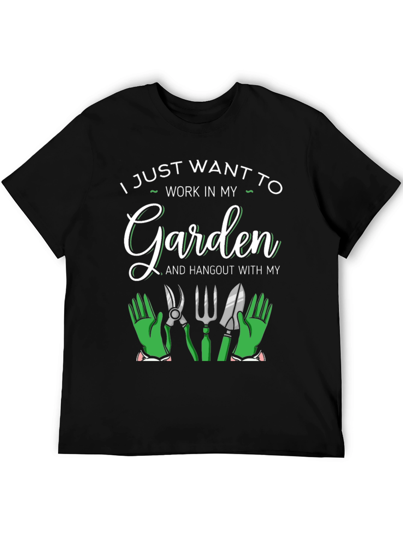 Black Gardening Lover T-Shirt: Work in My Garden view 5