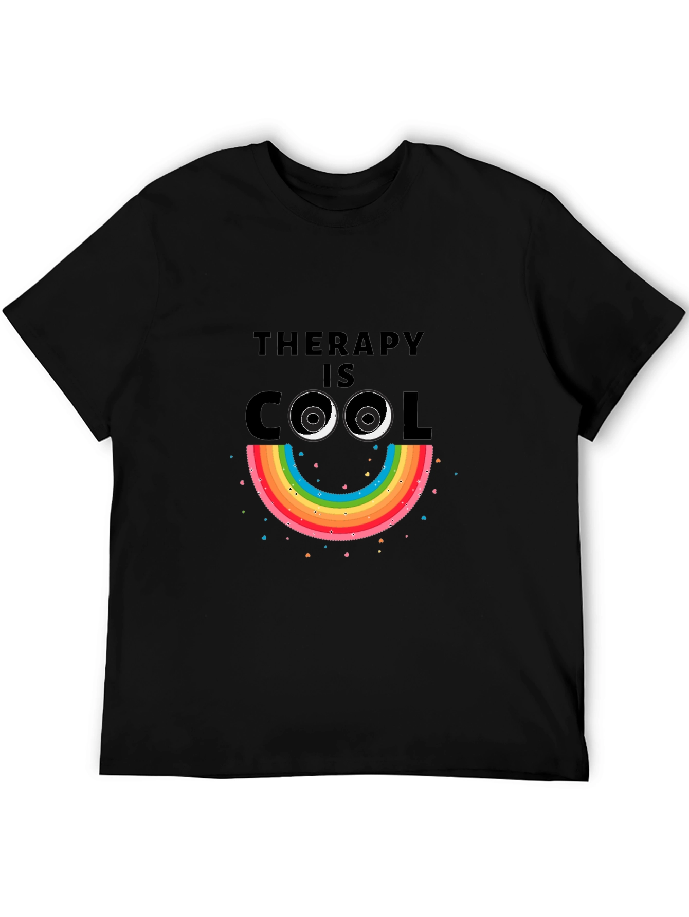 Black Therapy is Cool Rainbow Smiley Tee view 5