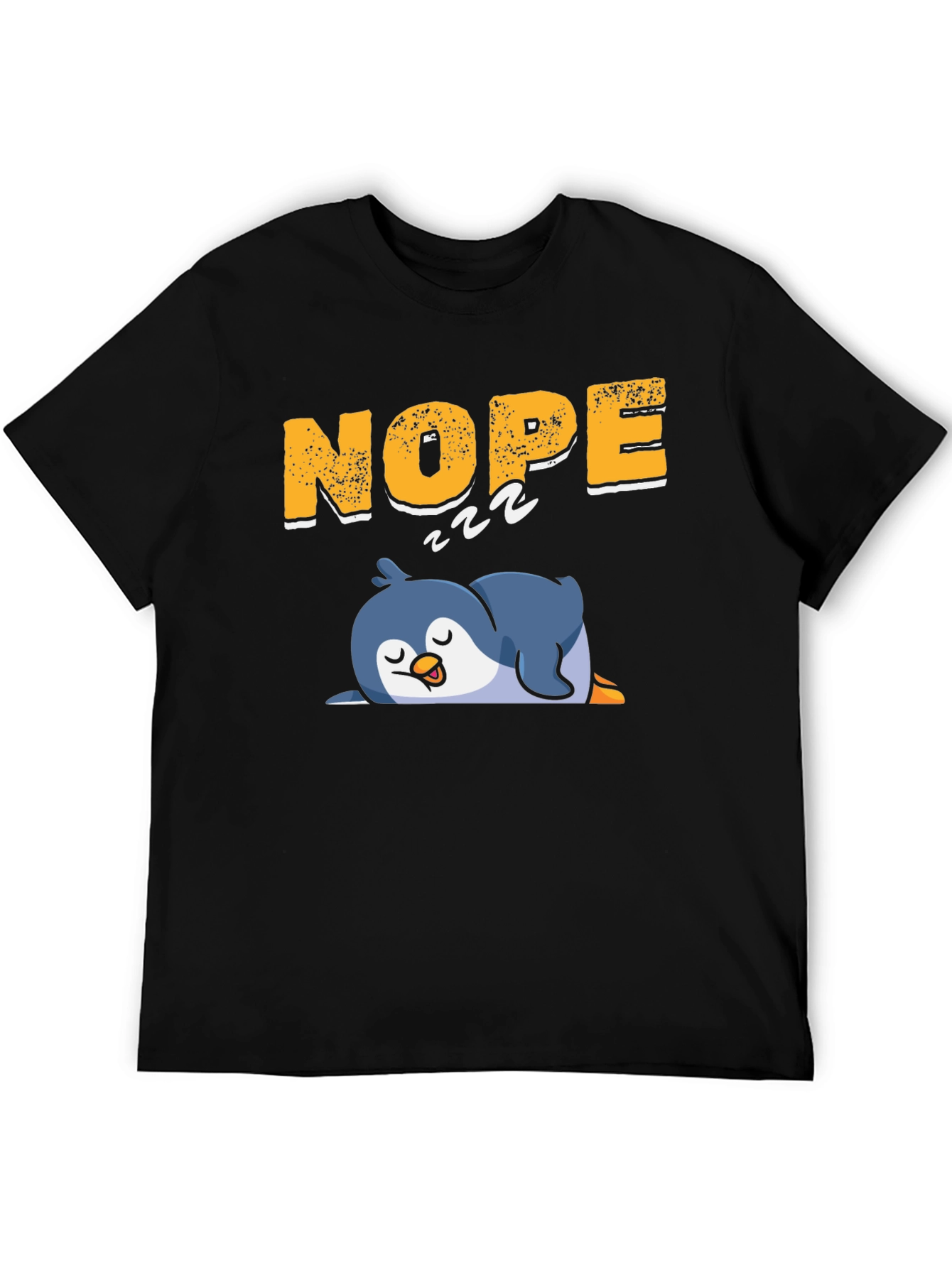Black Nope Sleeping Penguin Black T-Shirt view 5