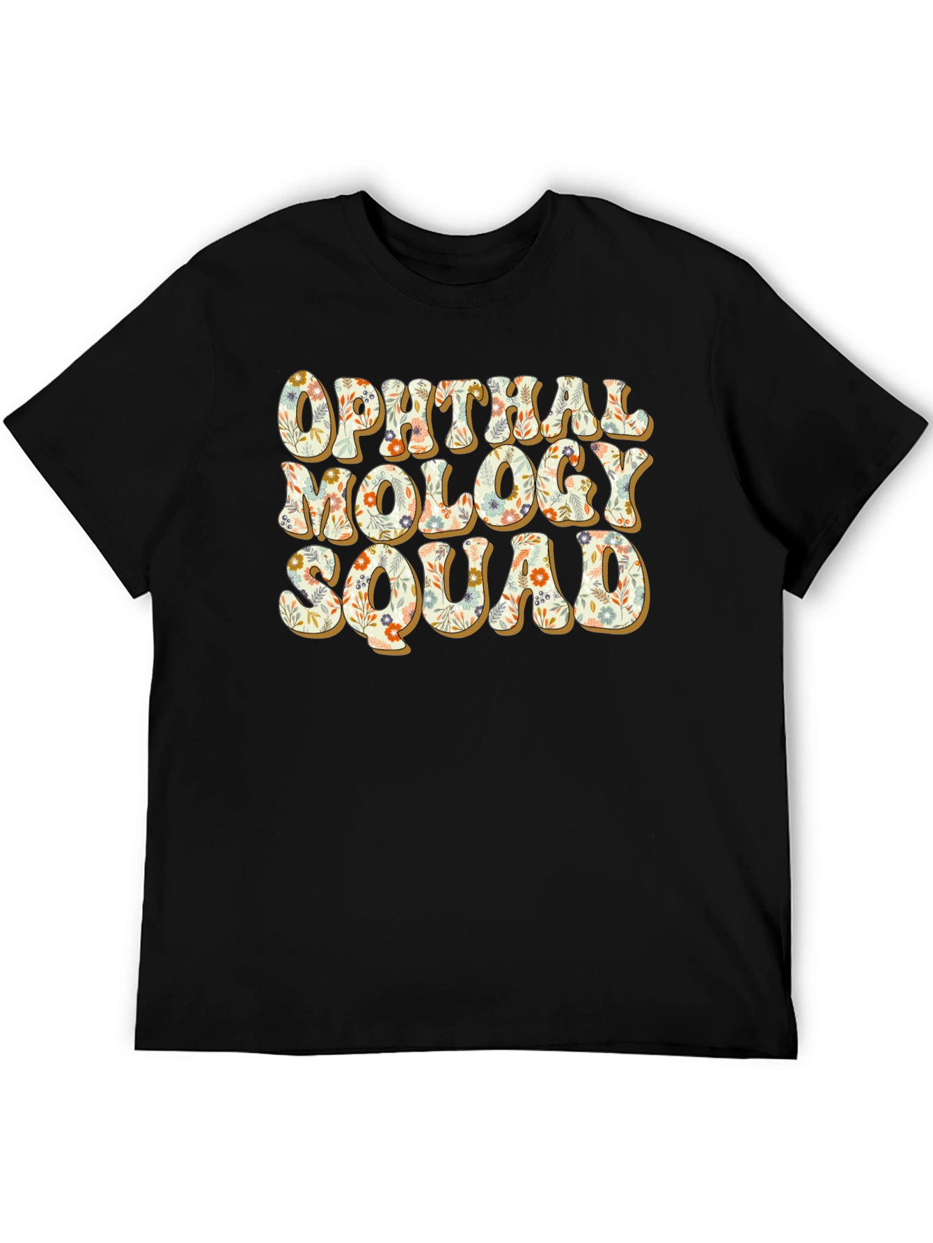 Black Ophthalmology Squad Floral Graphic T-Shirt view 5