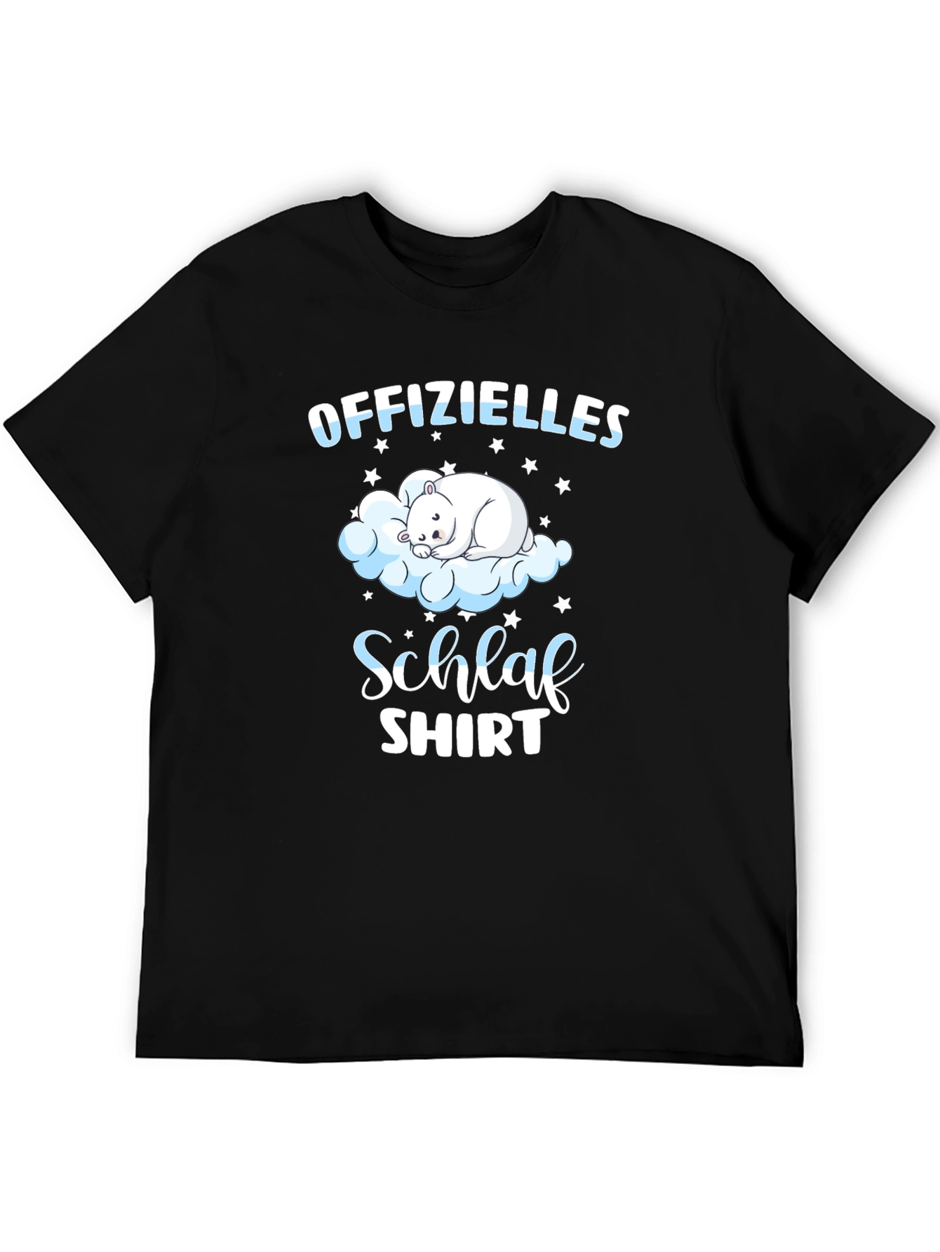 Black Cute Bear Cloud Schlaf Shirt | Men's Black Tee view 5