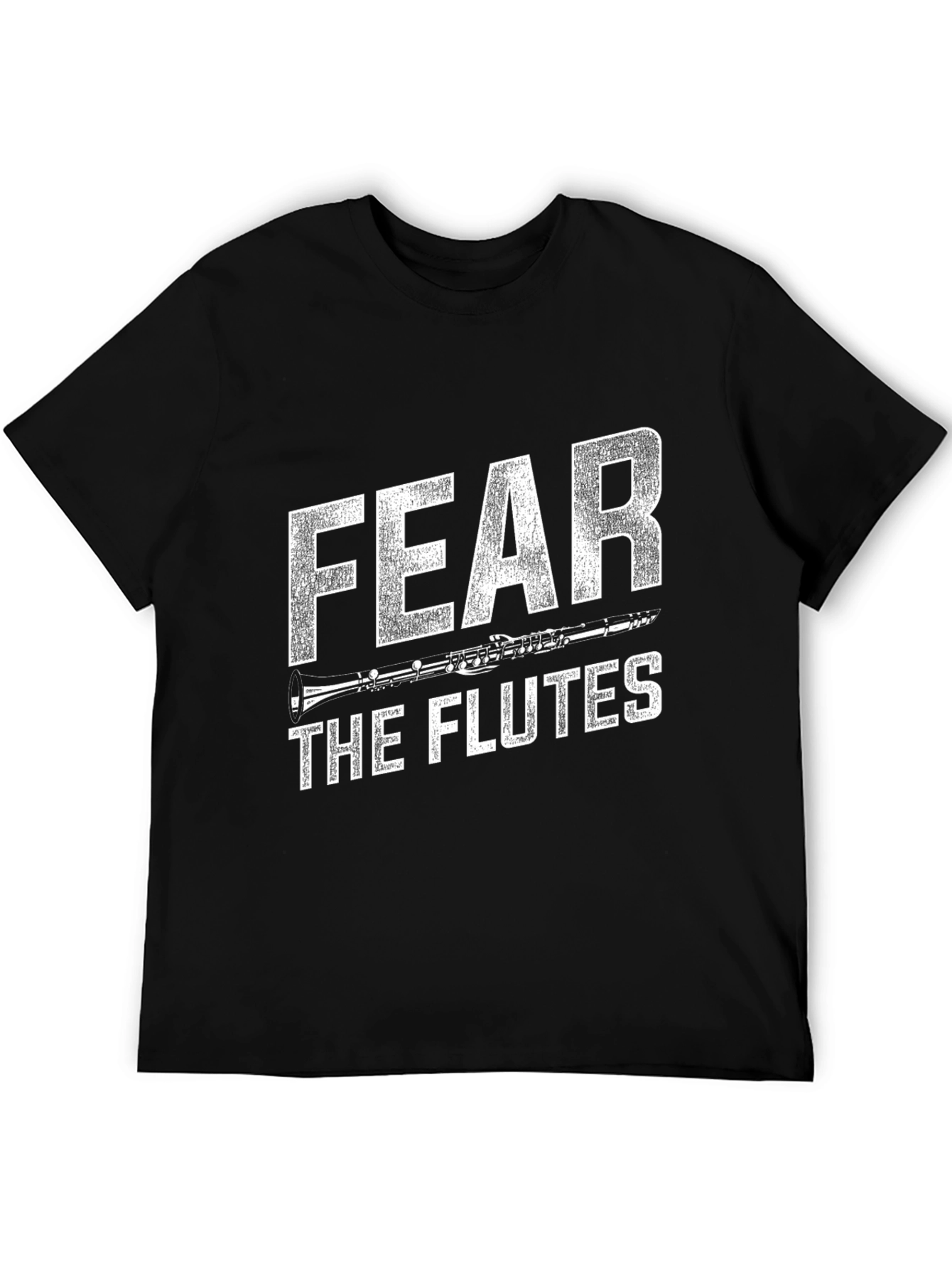 Black Fear the Flutes Funny Music T-Shirt view 5