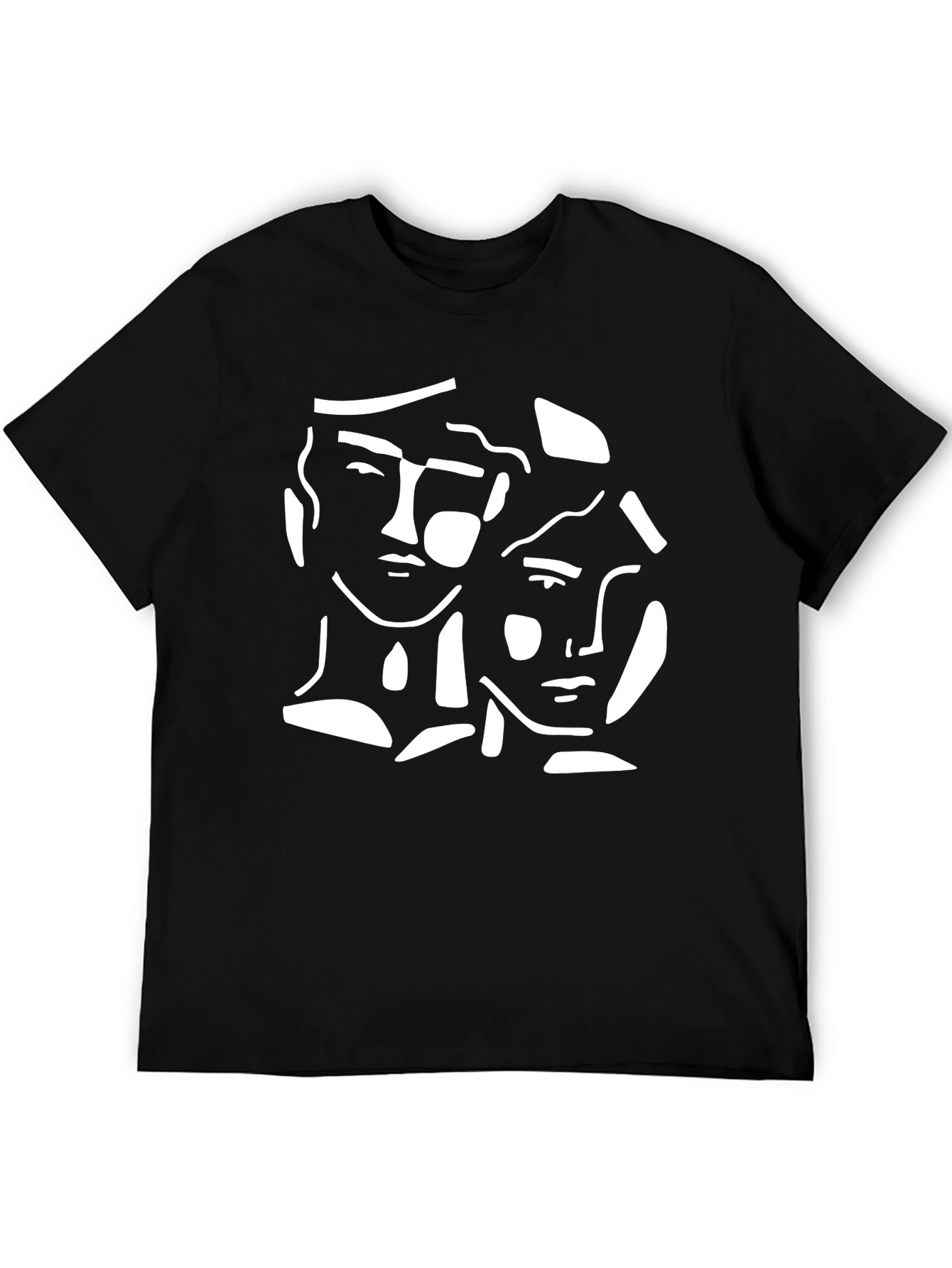 Black Abstract Face Graphic Tee - Modern Art Shirt view 5