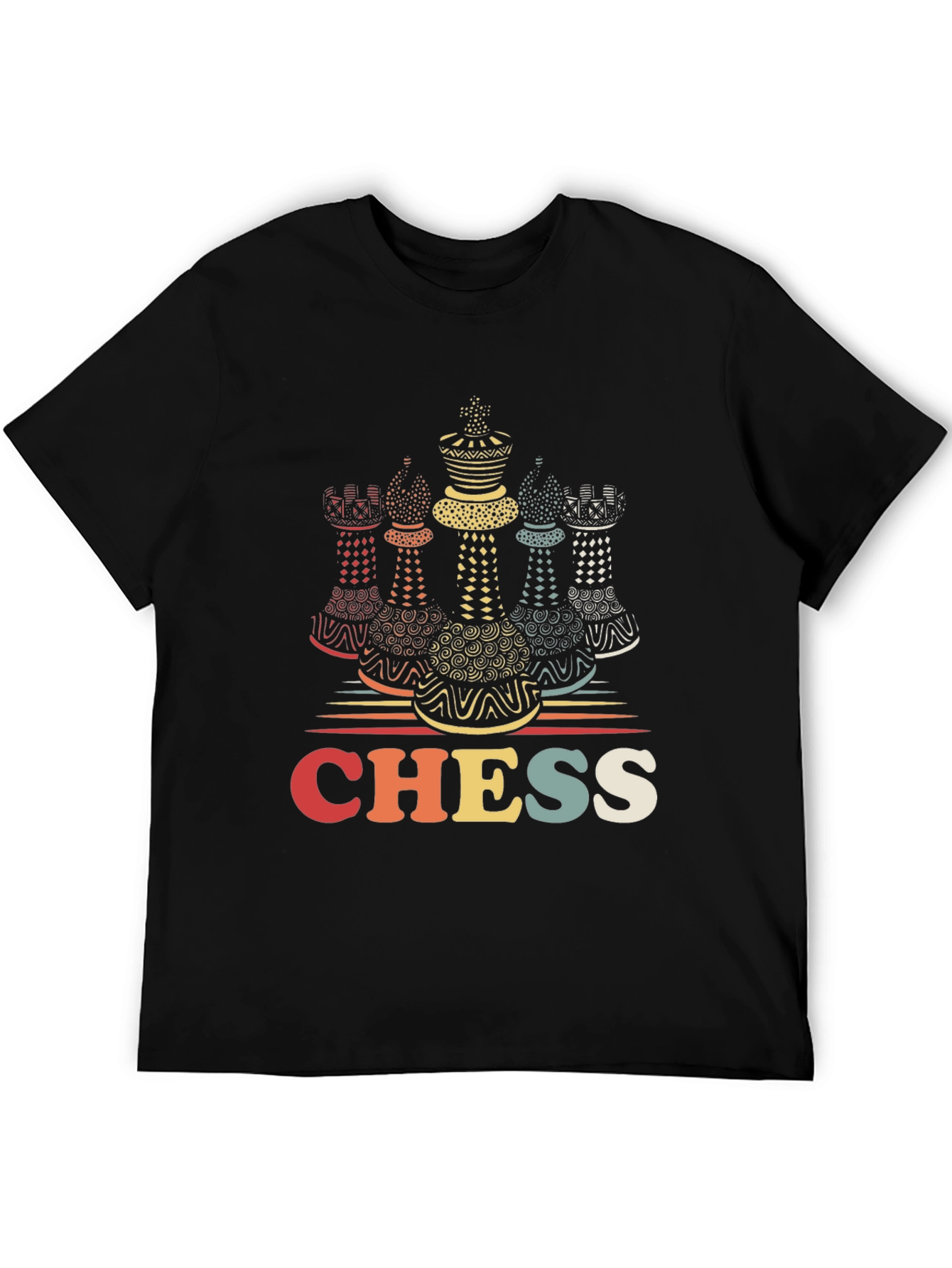 Black Retro Chess Piece Graphic T-Shirt view 5