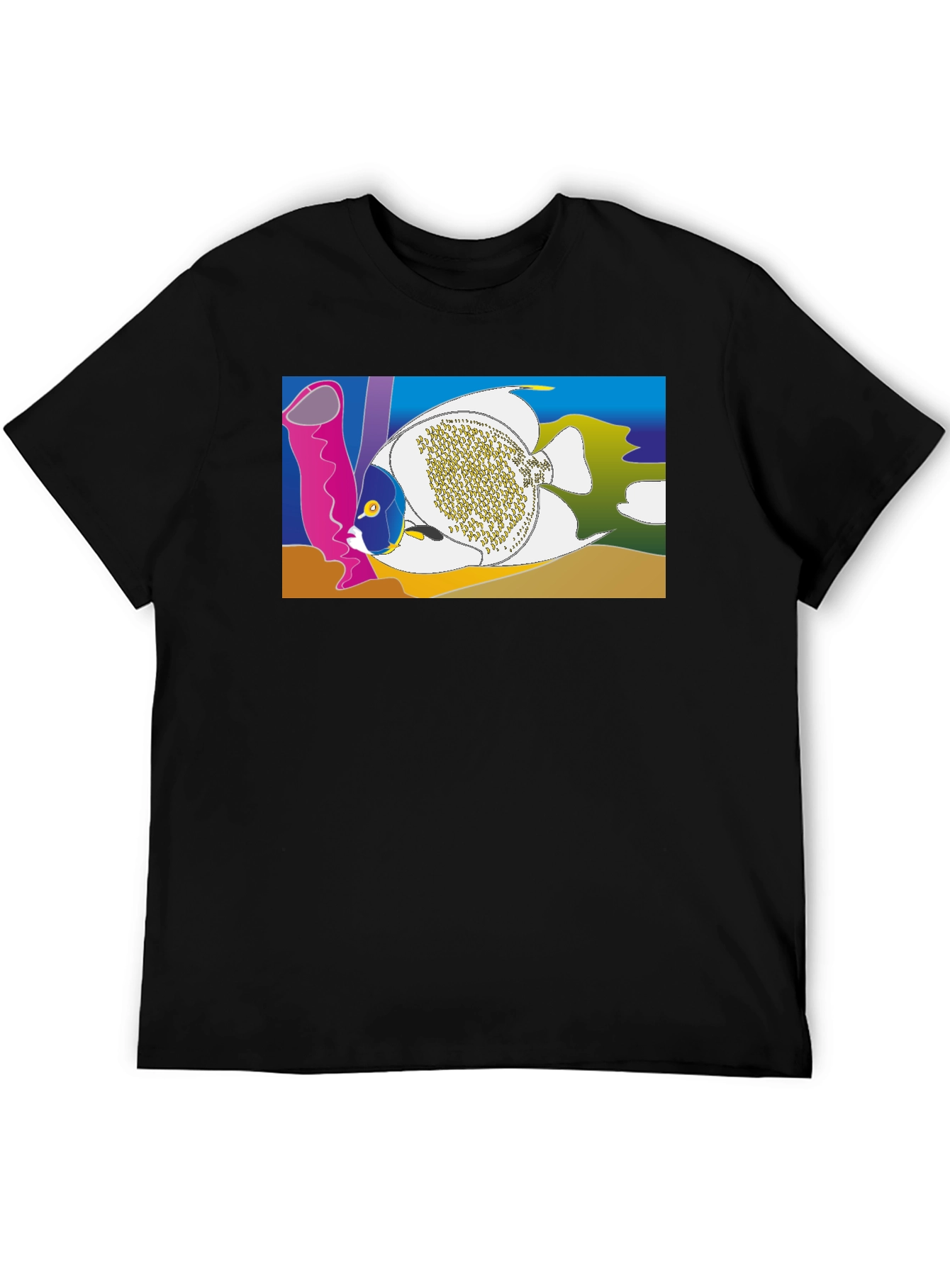 Black Tropical Fish Graphic T-Shirt - Black Crew Neck Tee view 5